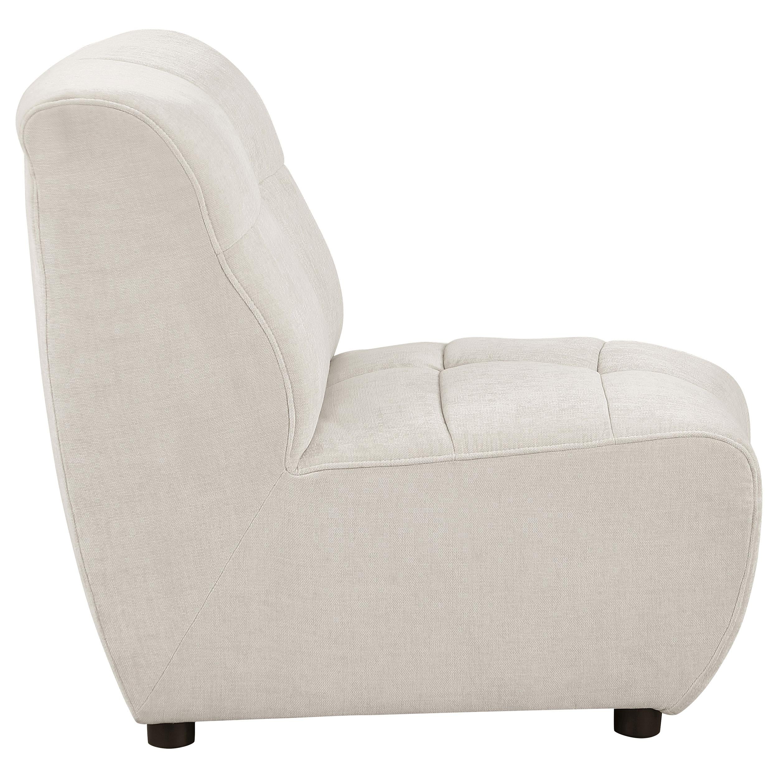 Charlotte Upholstered Curved Armless Chair Ivory - Image 8
