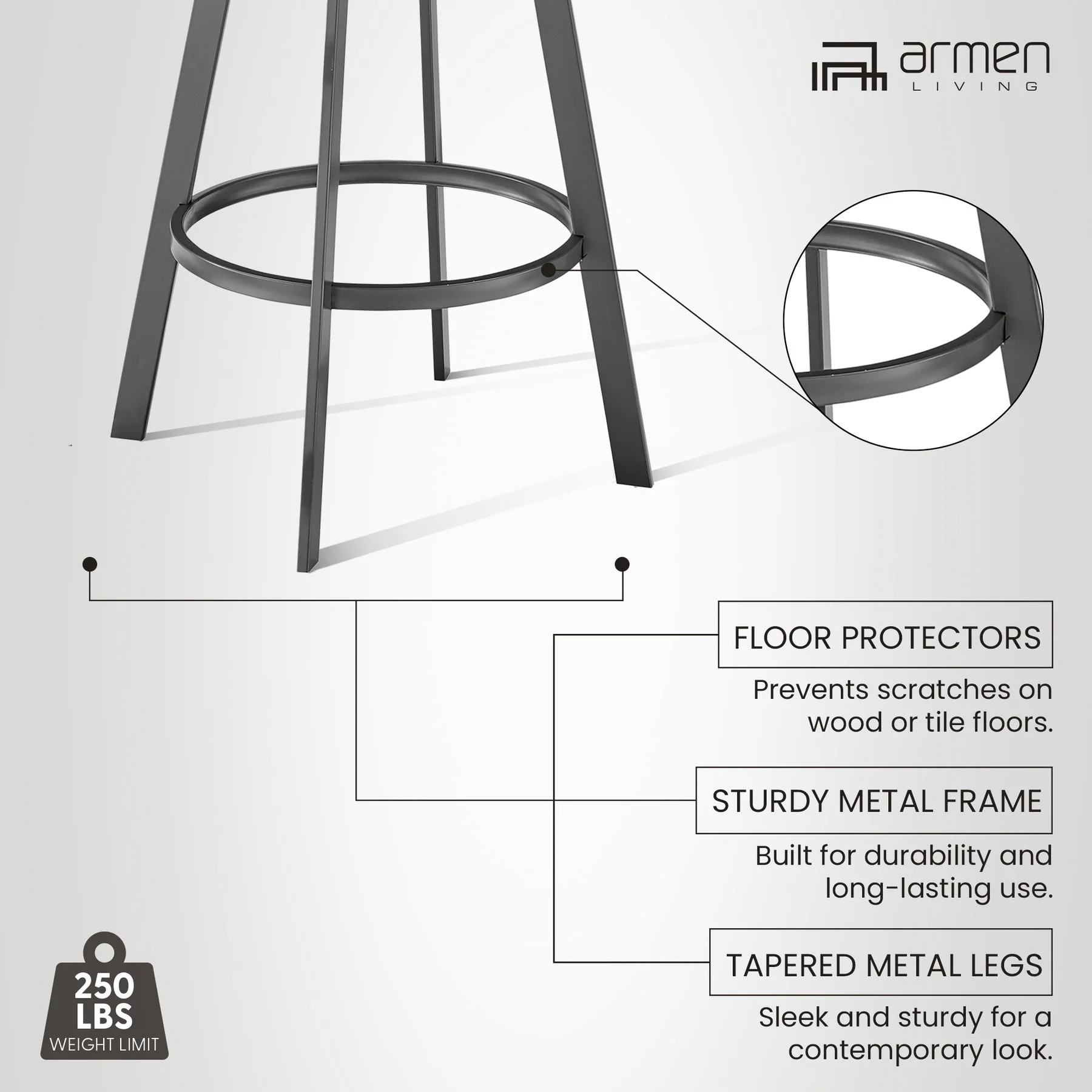 Chelsea 25" Swivel Counter Stool with Java Silver Finish and Chocolate Faux Leather - Image 12
