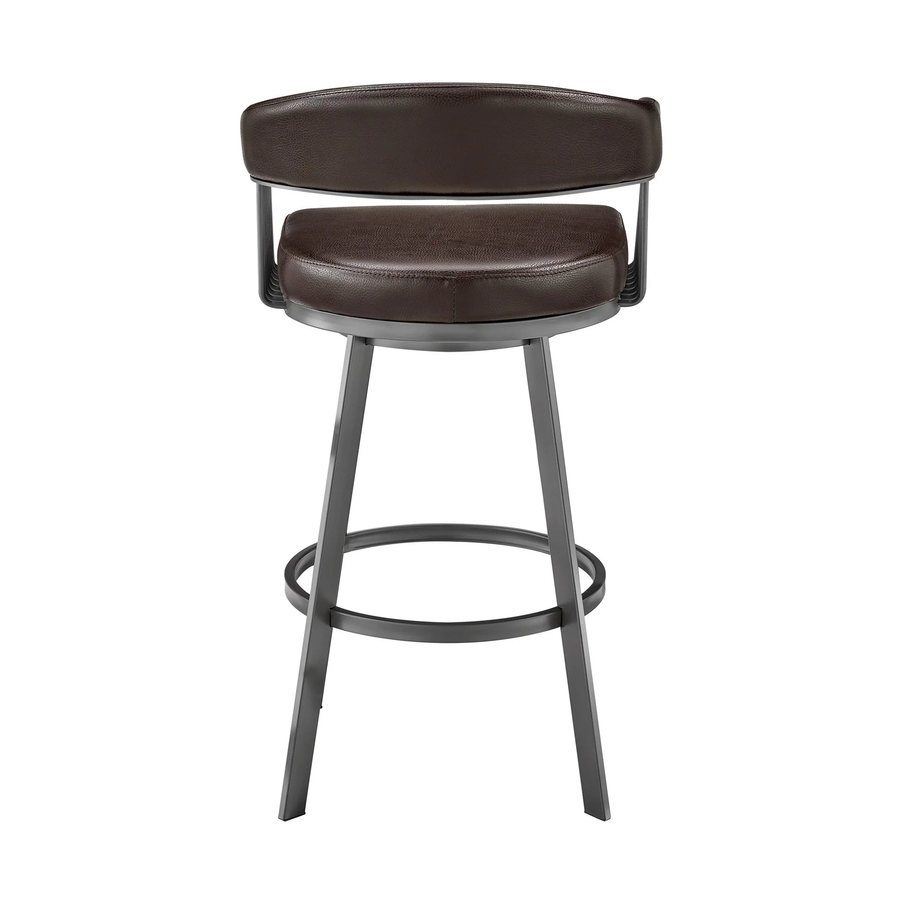 Chelsea 25" Swivel Counter Stool with Java Silver Finish and Chocolate Faux Leather - Image 5