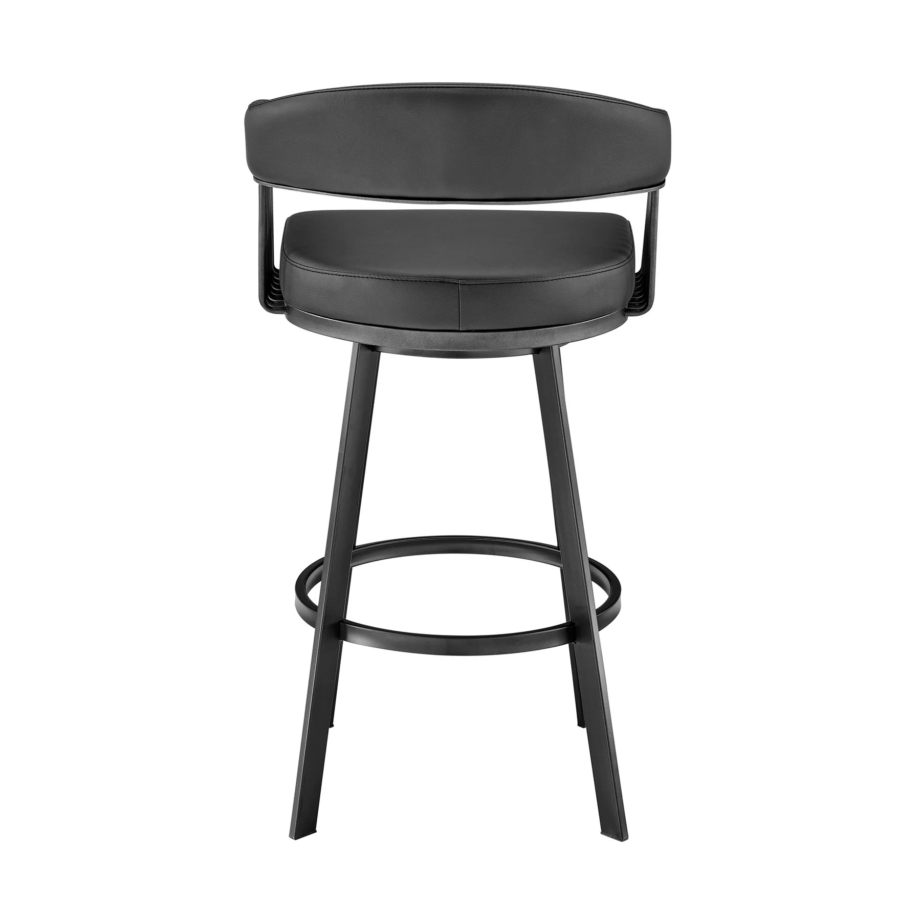 Chelsea 25" Swivel Counter Stool with Matte Black Finish and Black Faux Leather - Image 5