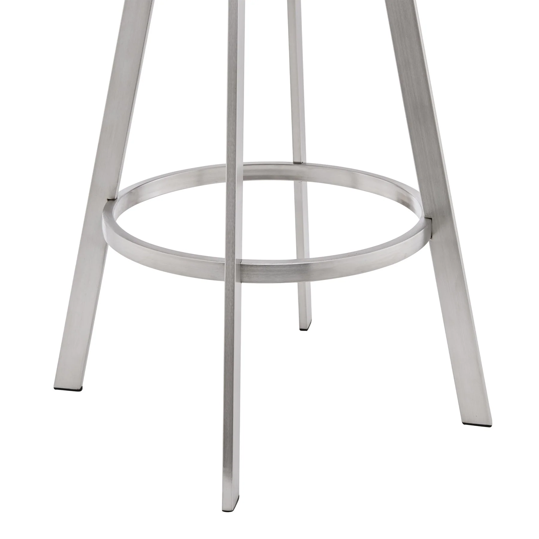 Chelsea 29" Swivel Bar Stool with Brushed Stainless Steel and White Faux Leather - Image 6