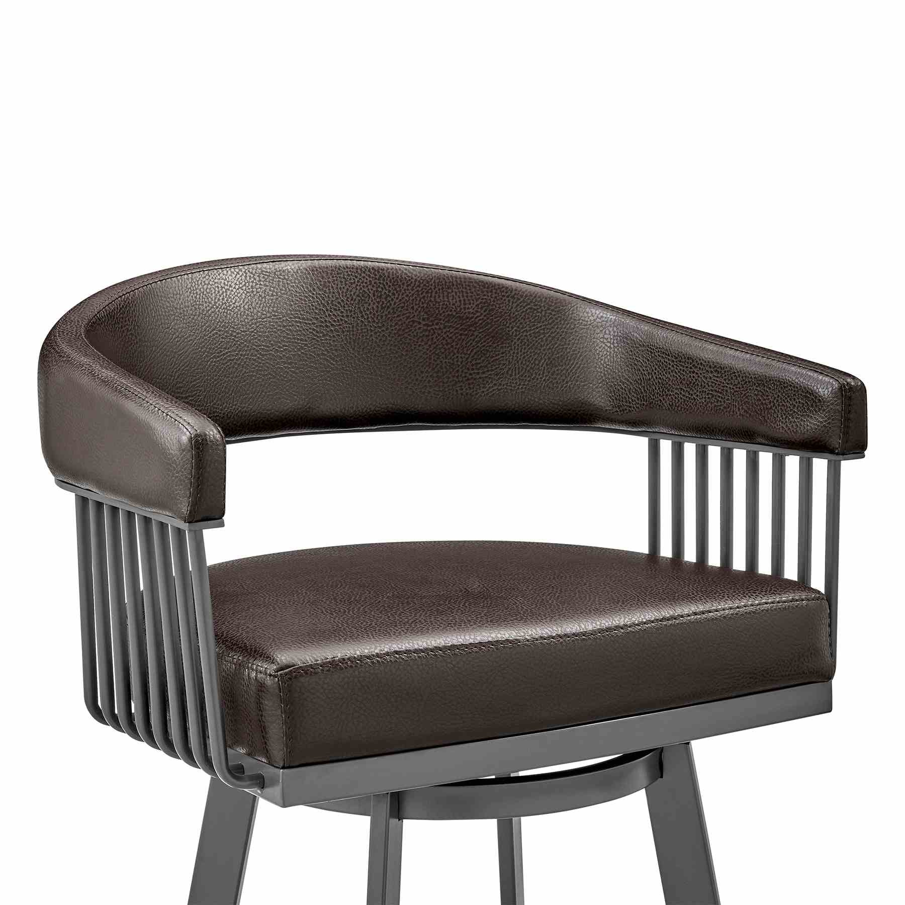 Chelsea 29" Swivel Bar Stool with Java Silver Finish and Chocolate Faux Leather - Image 6