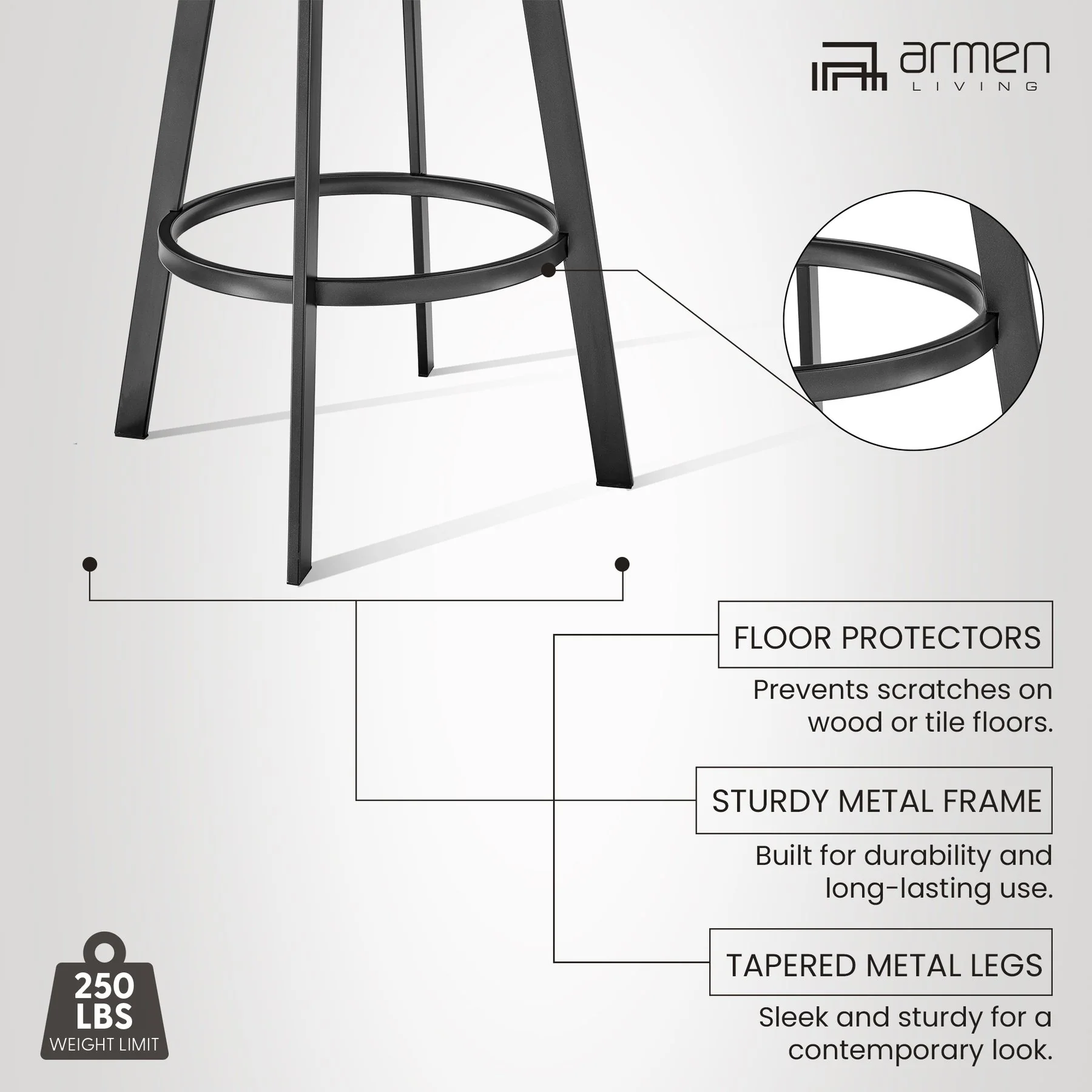 Chelsea 29" Swivel Bar Stool with Matte Black Finish and Black Faux Leather - Image 12