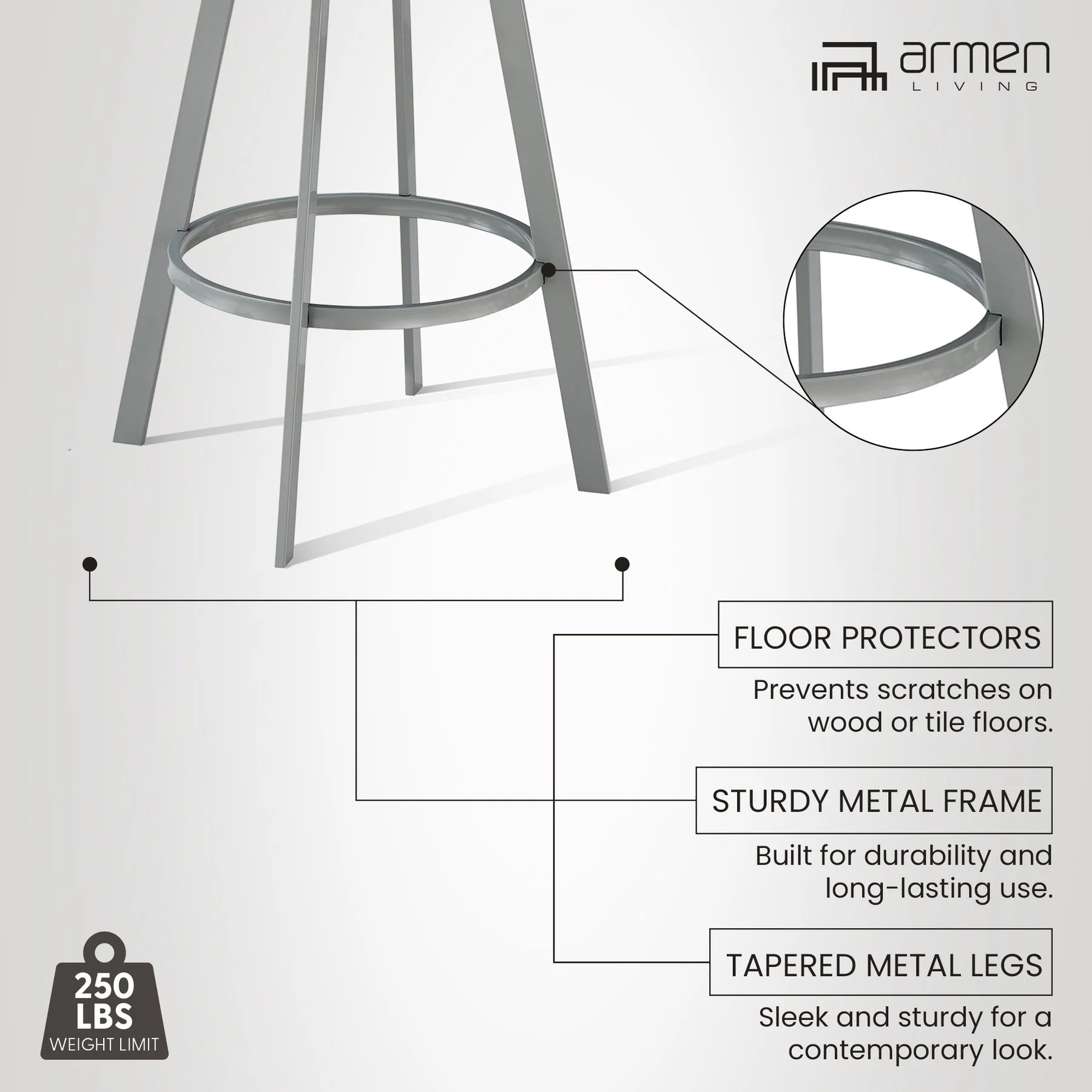 Chelsea 29" Swivel Bar Stool with Silver Metal Finish and White Faux Leather - Image 12
