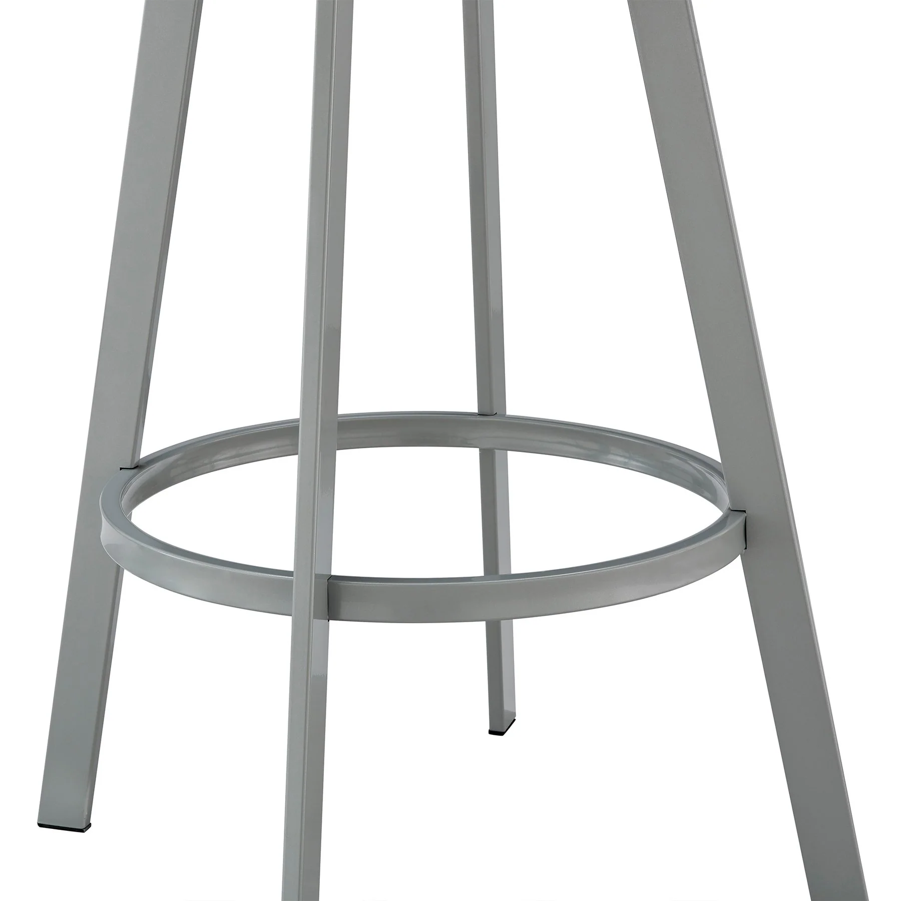 Chelsea 29" Swivel Bar Stool with Silver Metal Finish and White Faux Leather - Image 8