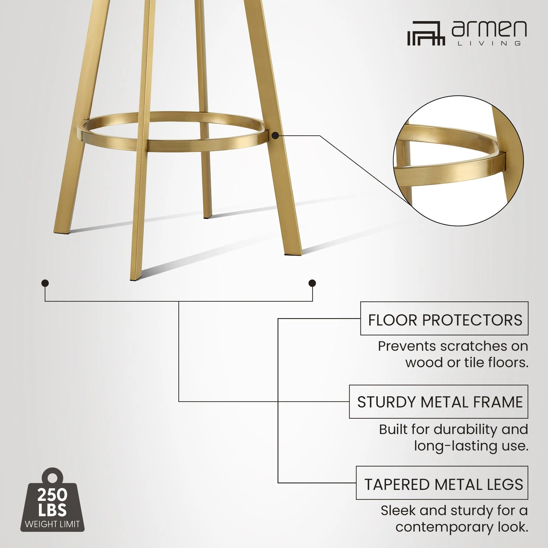 Chelsea 30" Swivel Bar Stool with Gold Brushed Stainless Steel and Taupe Fabric - Image 12