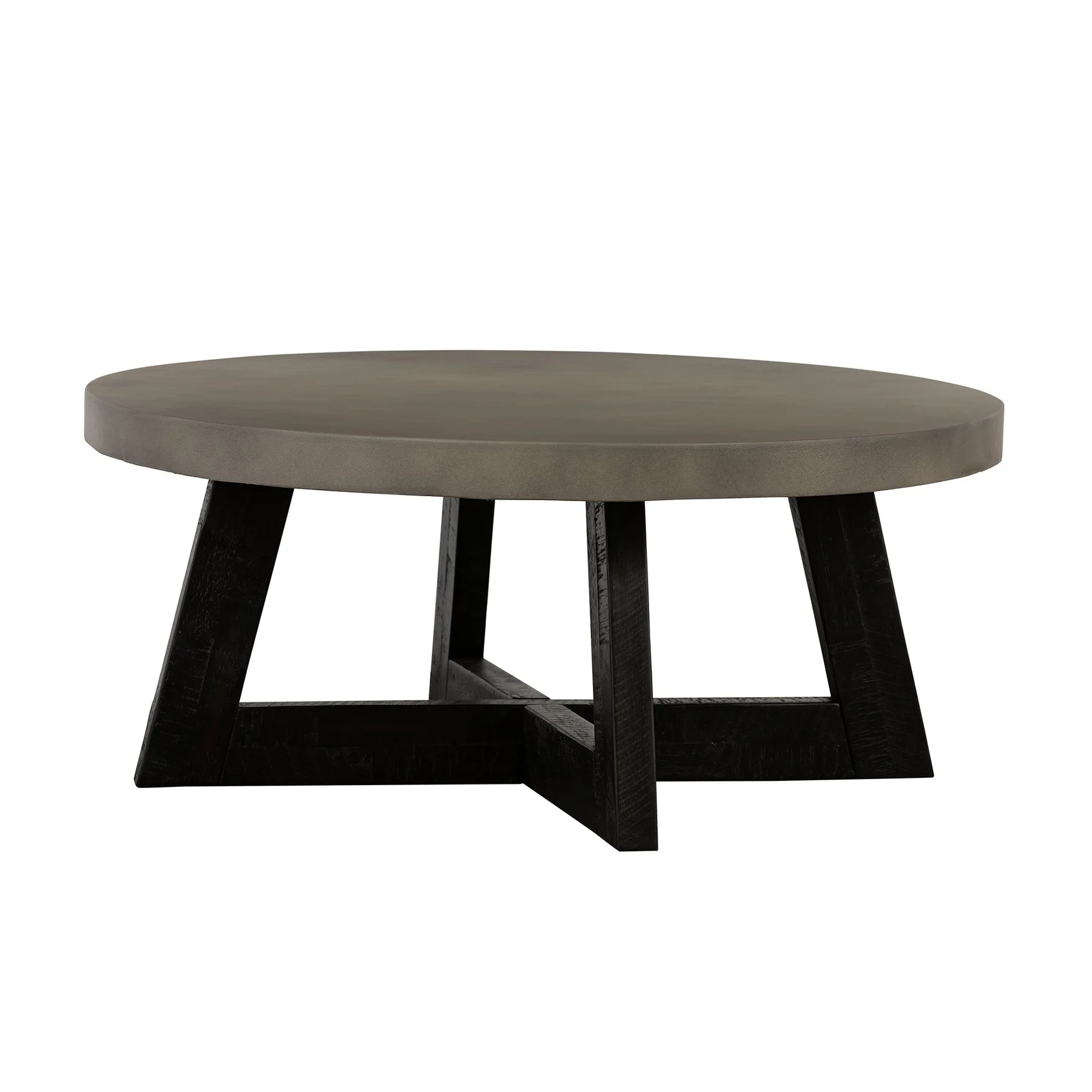 Chester Modern Concrete and Acacia Round Coffee Table - Image 2