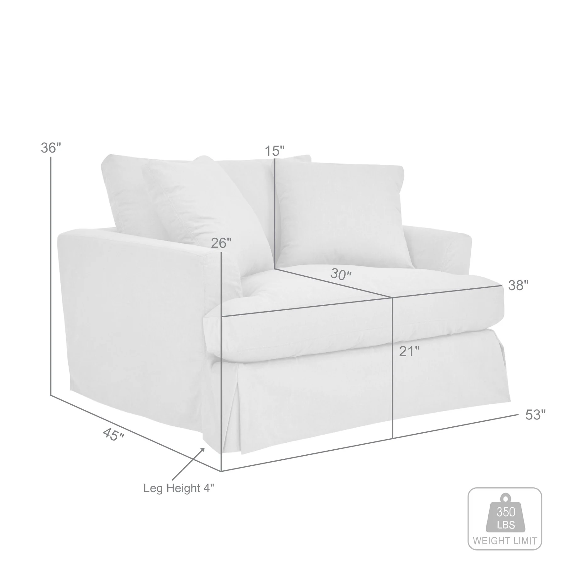 Ciara 53" Upholstered Chair and a Half in Slate Gray - Image 8