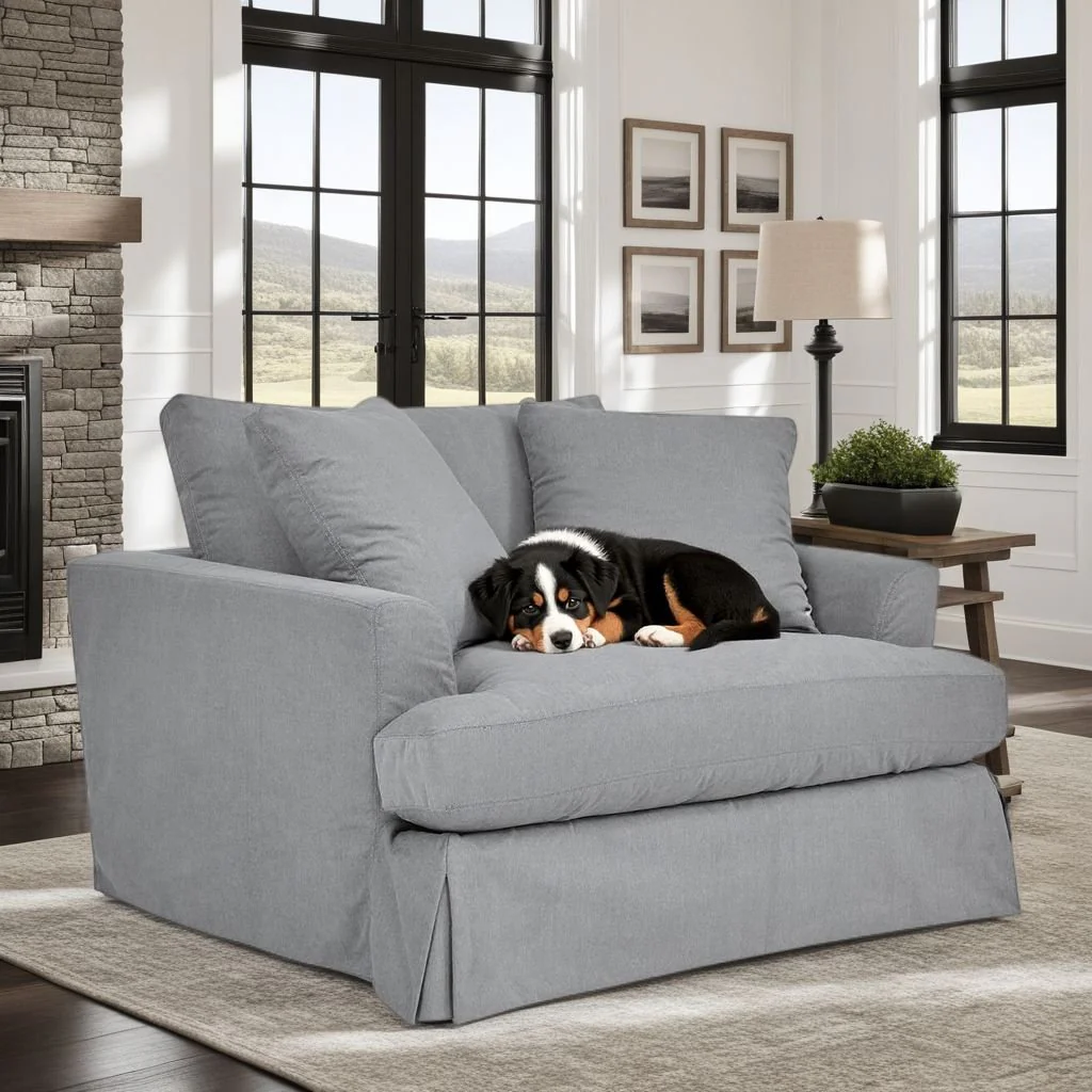 Ciara 53" Upholstered Chair and a Half in Slate Gray - Image 9