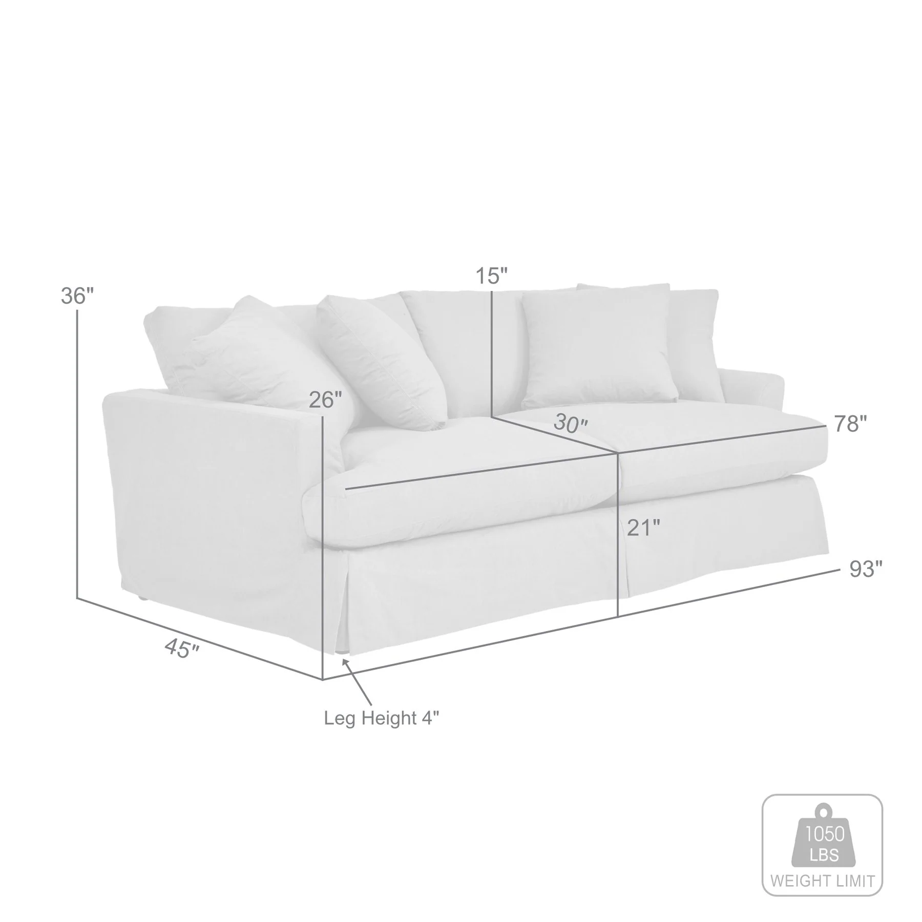 Ciara 93" Upholstered Sofa in Slate Gray - Image 8