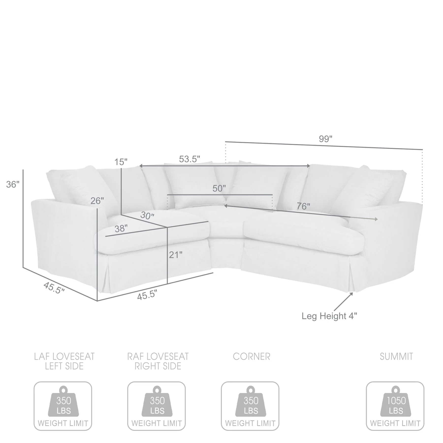 Ciara Upholstered 3 Piece Sectional Sofa in Pearl - Image 7