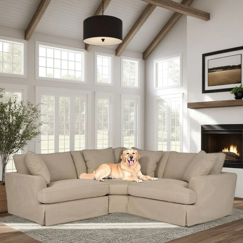 Ciara Upholstered 3 Piece Sectional Sofa in Sahara Brown - Image 9