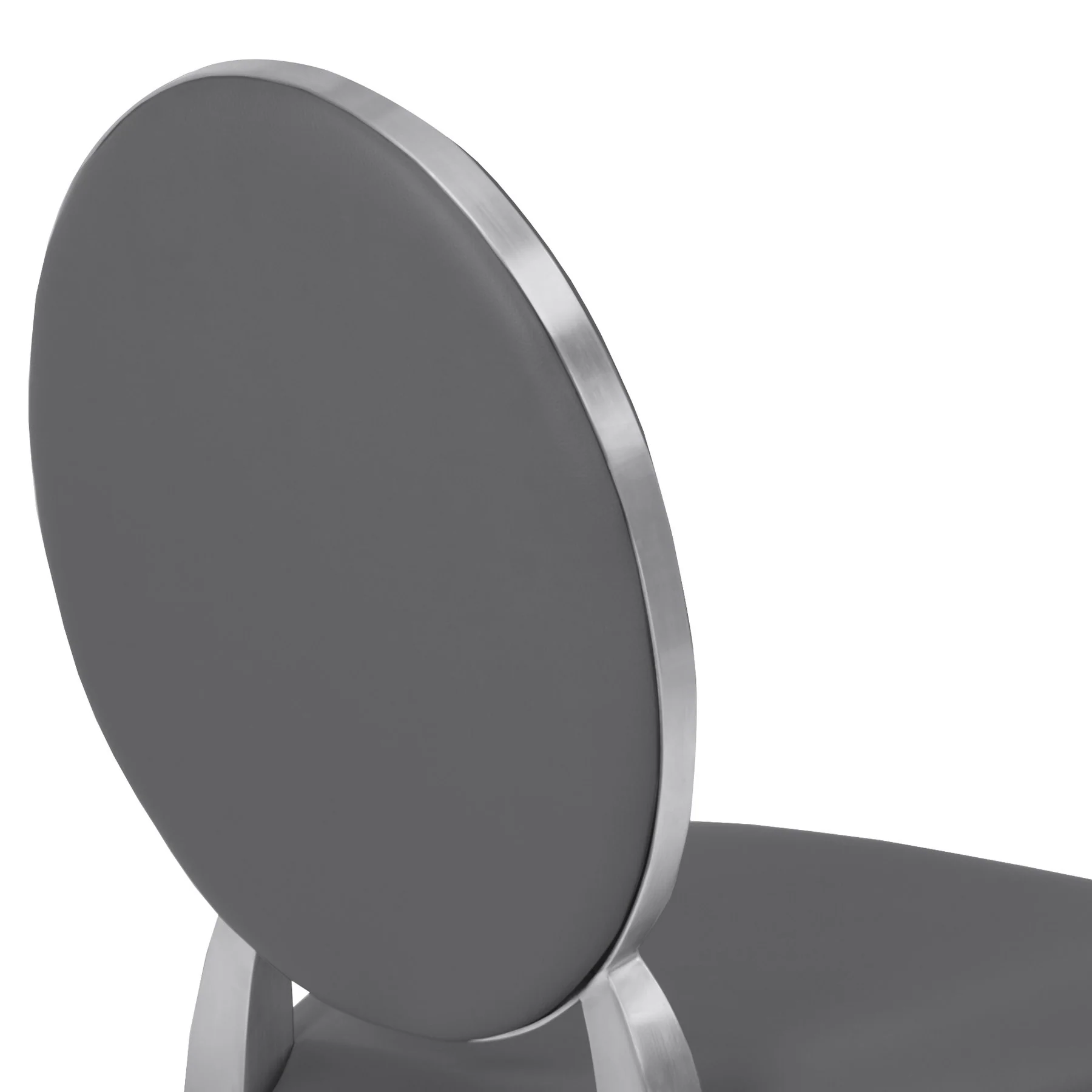 Cielo Contemporary Dining Chair in Gray Faux Leather with Brushed Stainless Steel Finish - Set of 2 - Image 3