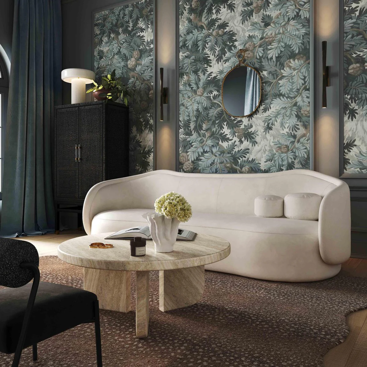 Circe Cream Textured Velvet Sofa - Image 2