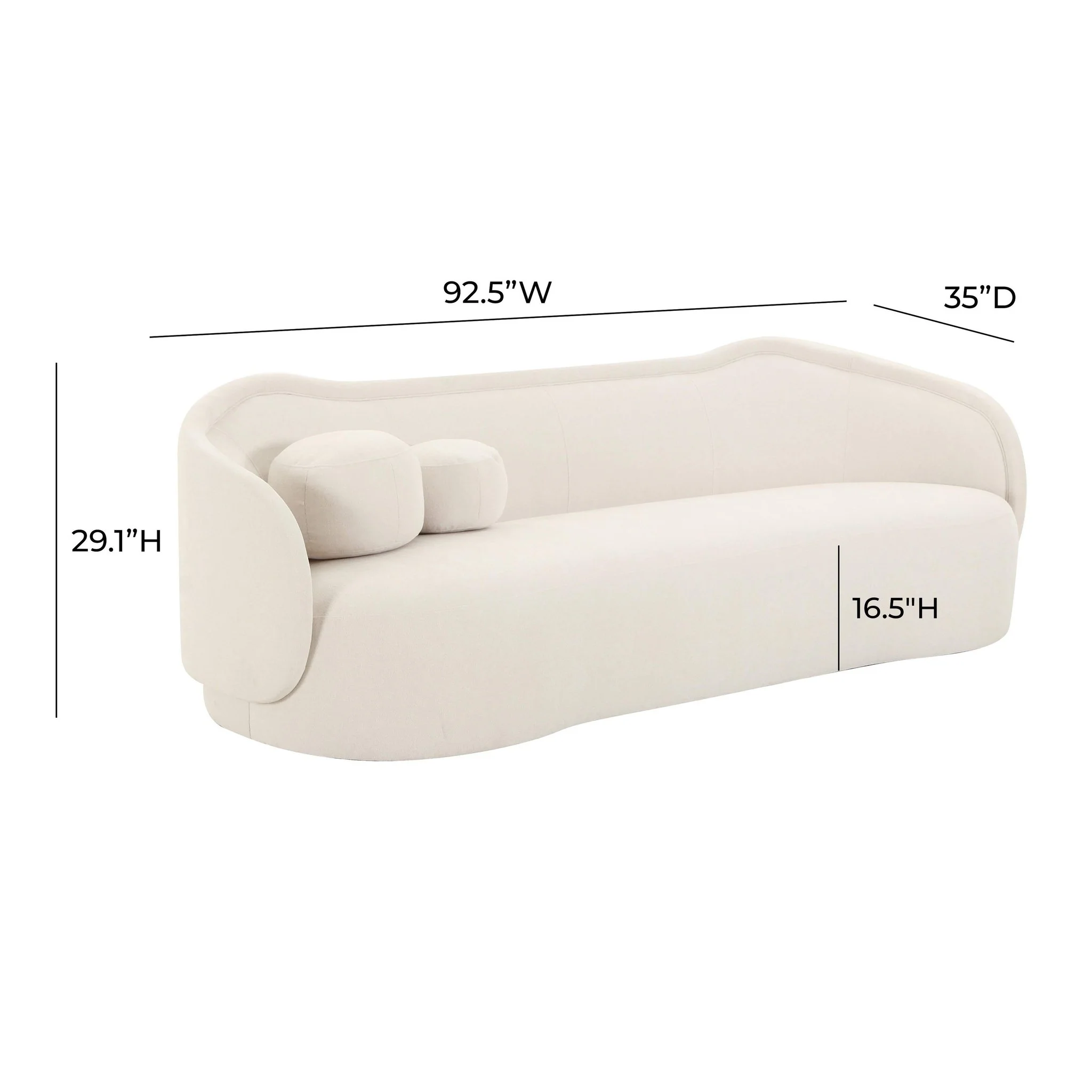 Circe Cream Textured Velvet Sofa - Image 6