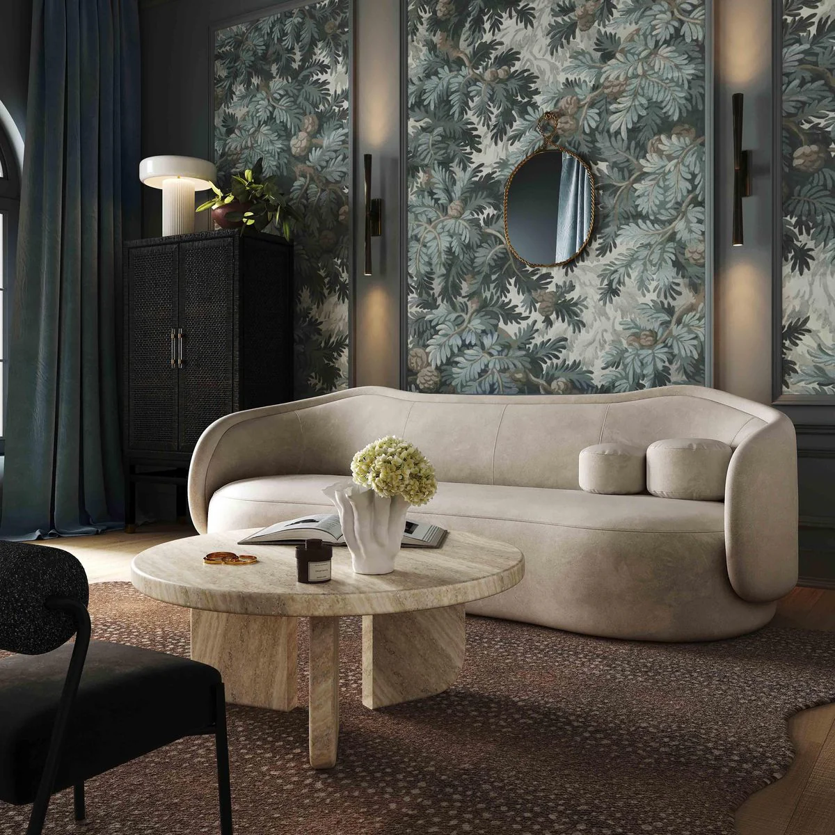 Circe Taupe Textured Velvet Sofa - Image 2