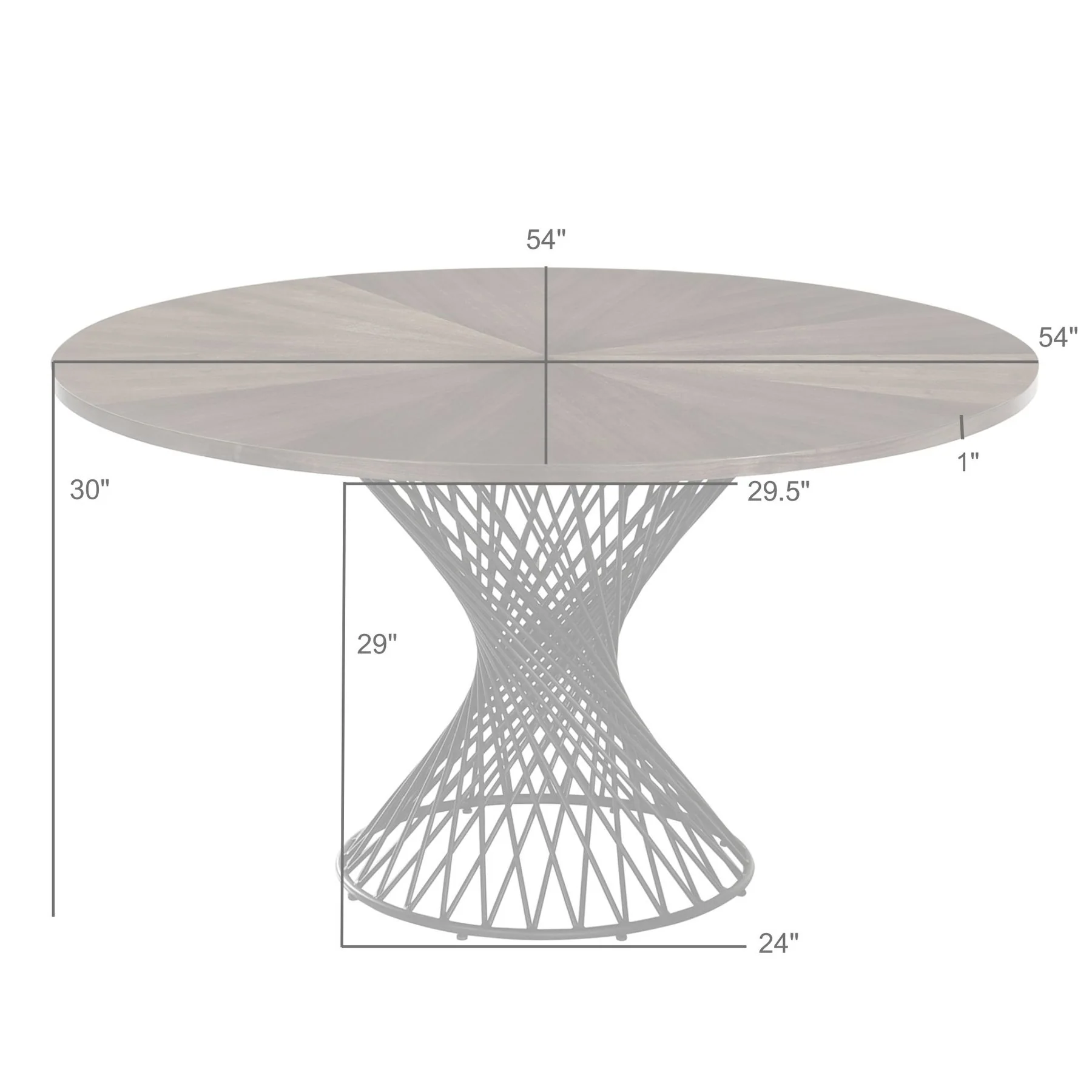 Cirque 54" Round Walnut Wood and Metal Pedestal Dining Table - Image 5