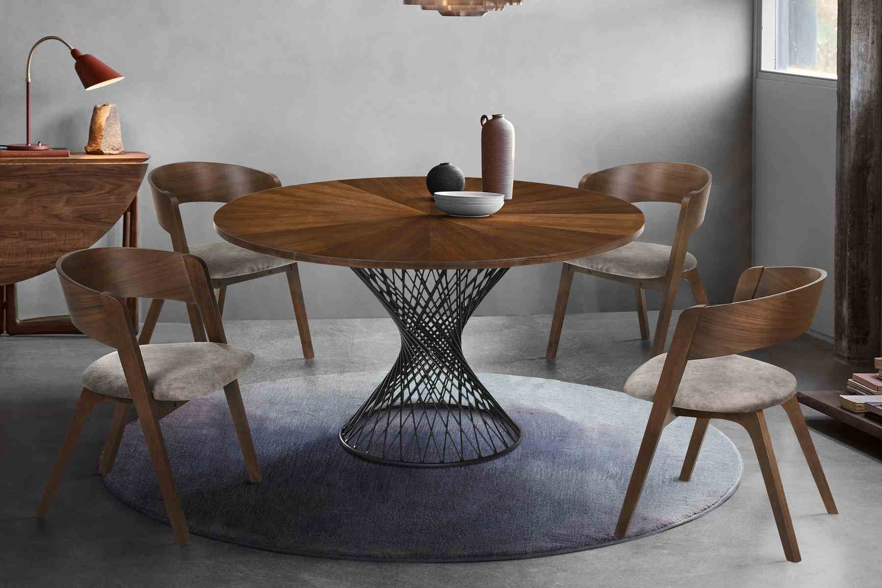 Cirque and Jackie 5 Piece Walnut Round Dining Set - Image 8