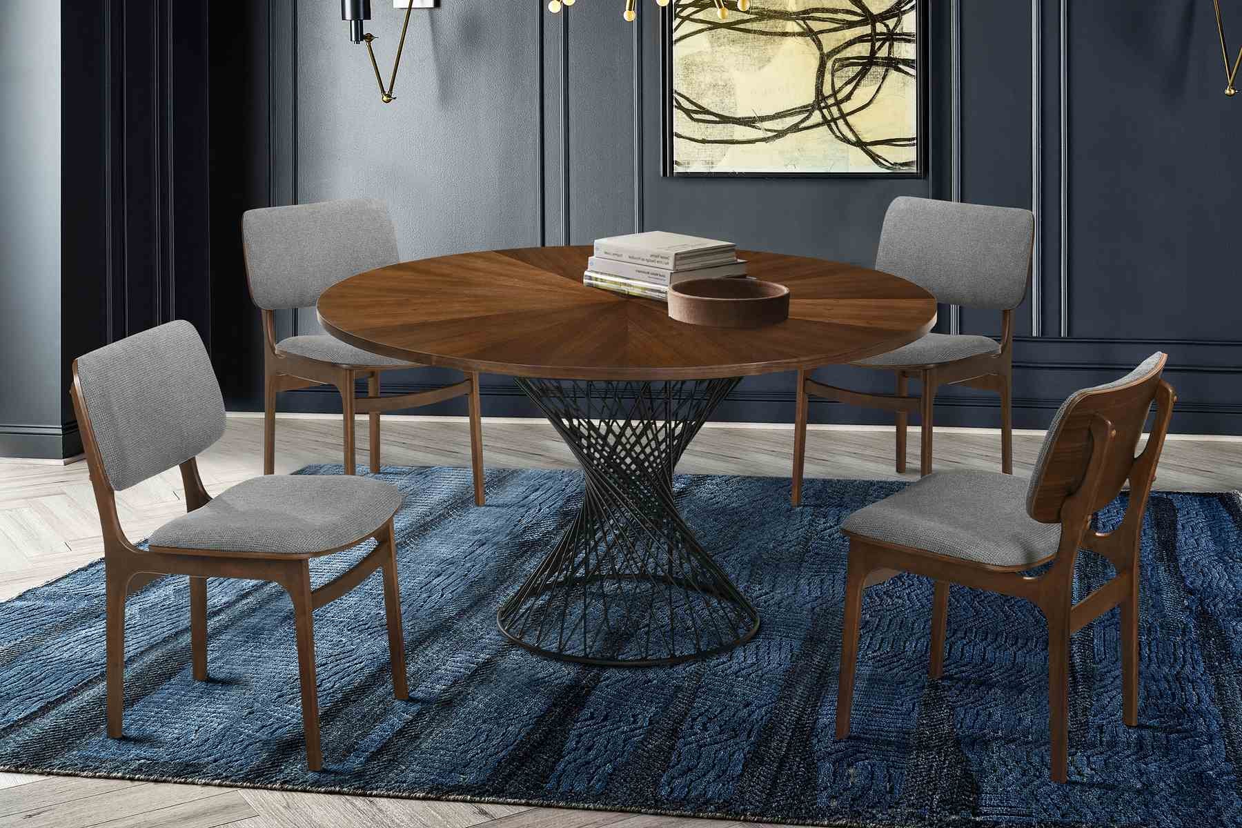 Cirque and Lima 5 Piece Walnut Round Dining Set - Image 8