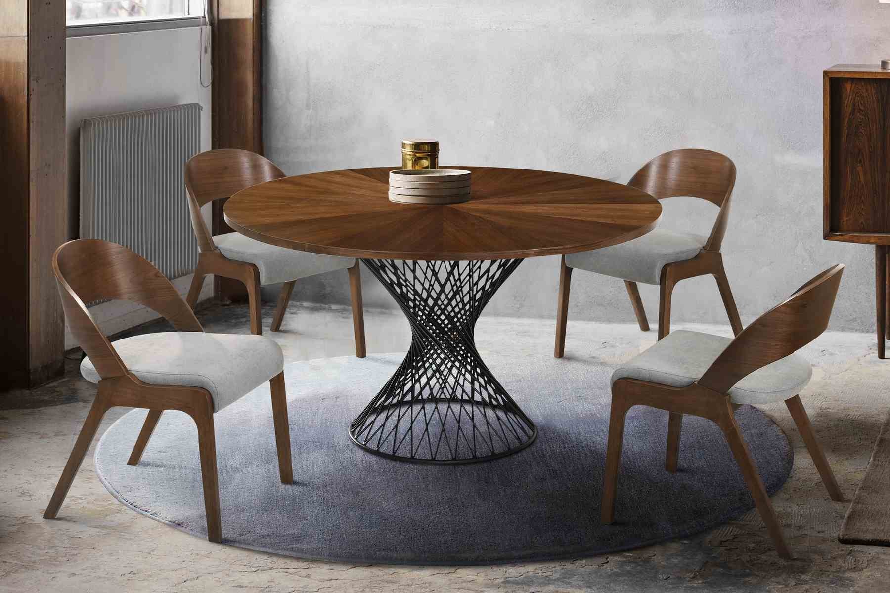 Cirque and Polly 5 Piece Walnut Round Dining Set - Image 8