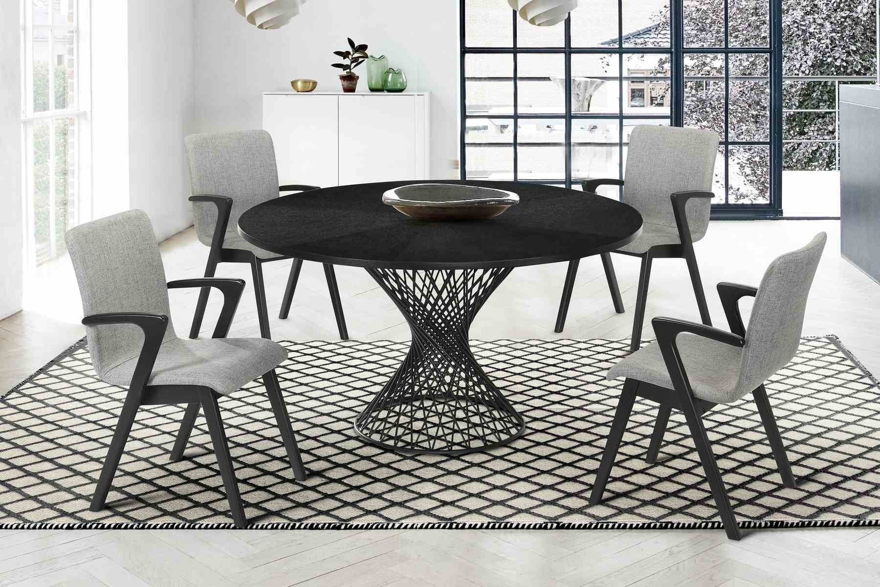 Cirque and Varde 5 Piece Black Round Dining Set - Image 8