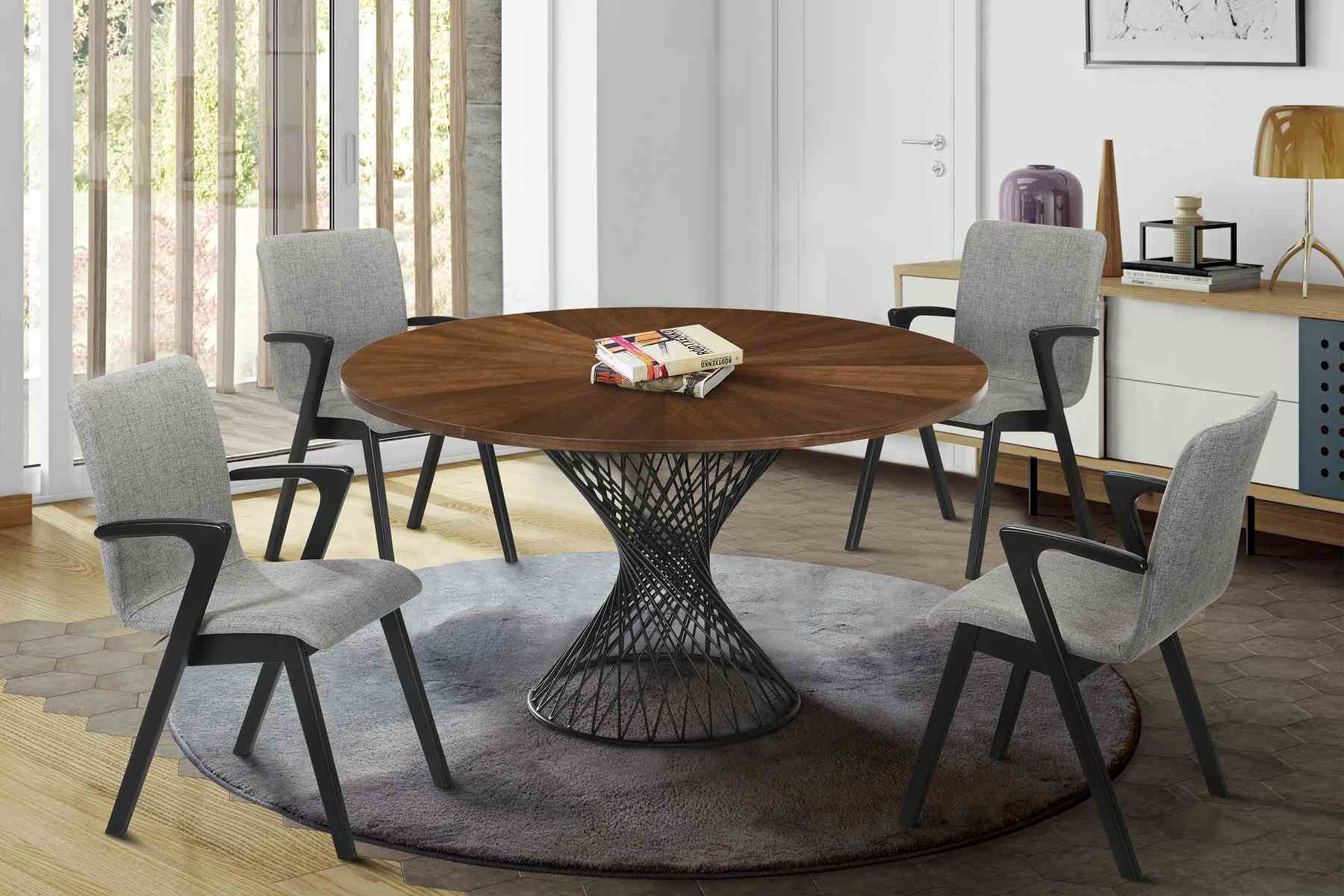 Cirque and Varde 5 Piece Walnut Round Dining Set - Image 8