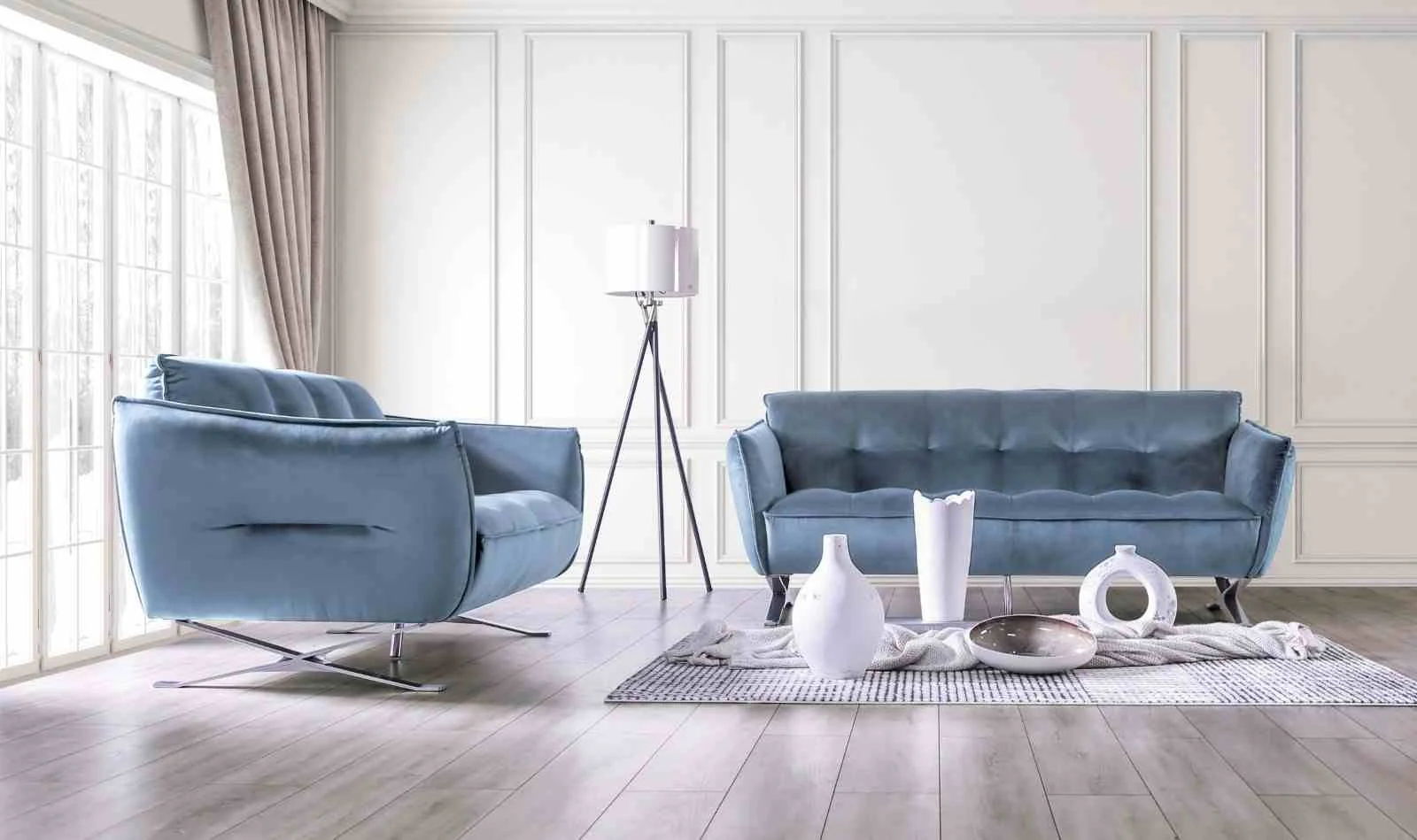 Civellutino Sofa, Light Blue - Image 2