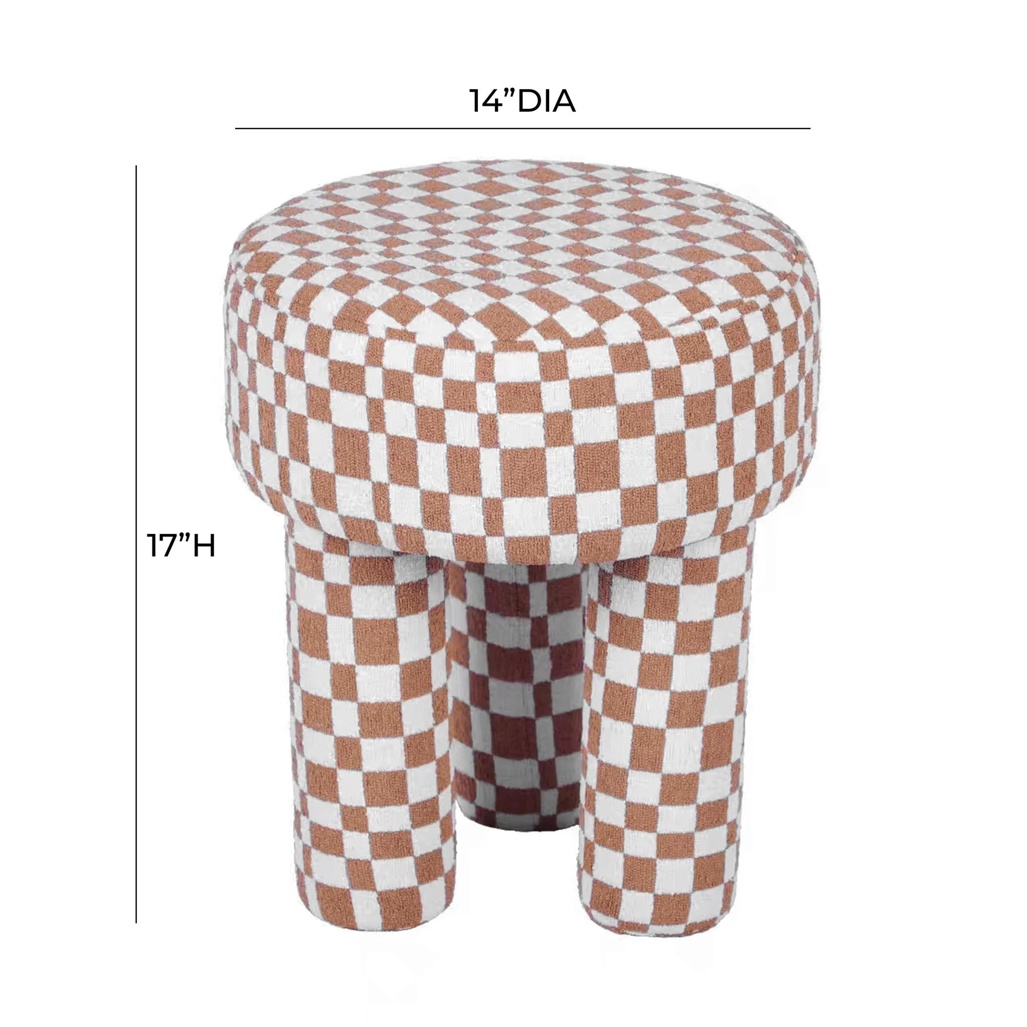 Claire Brown Checkered Boucle Stool - Image 6