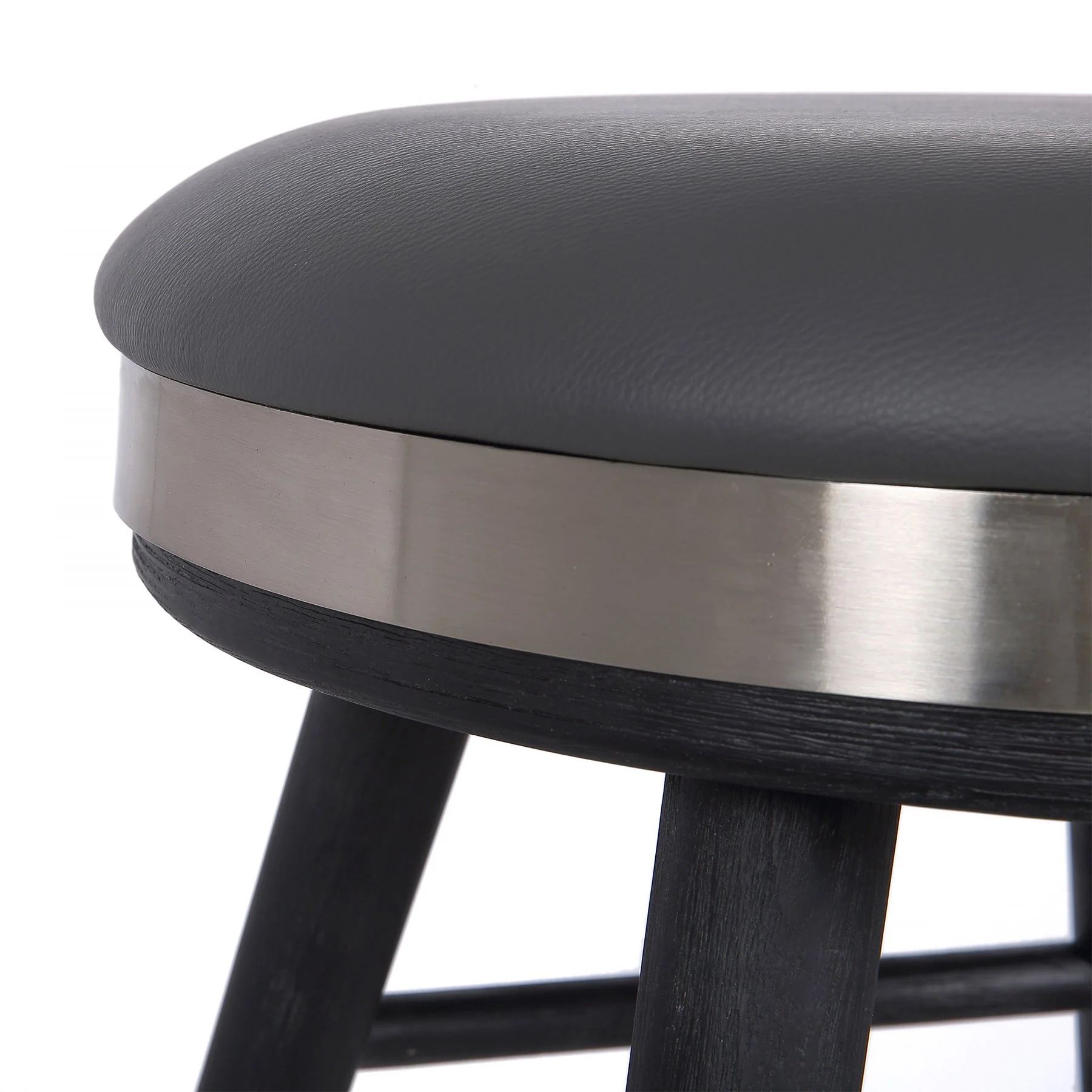 Clara Backless Modern 26" Black Faux Leather Bar Stool - Image 2