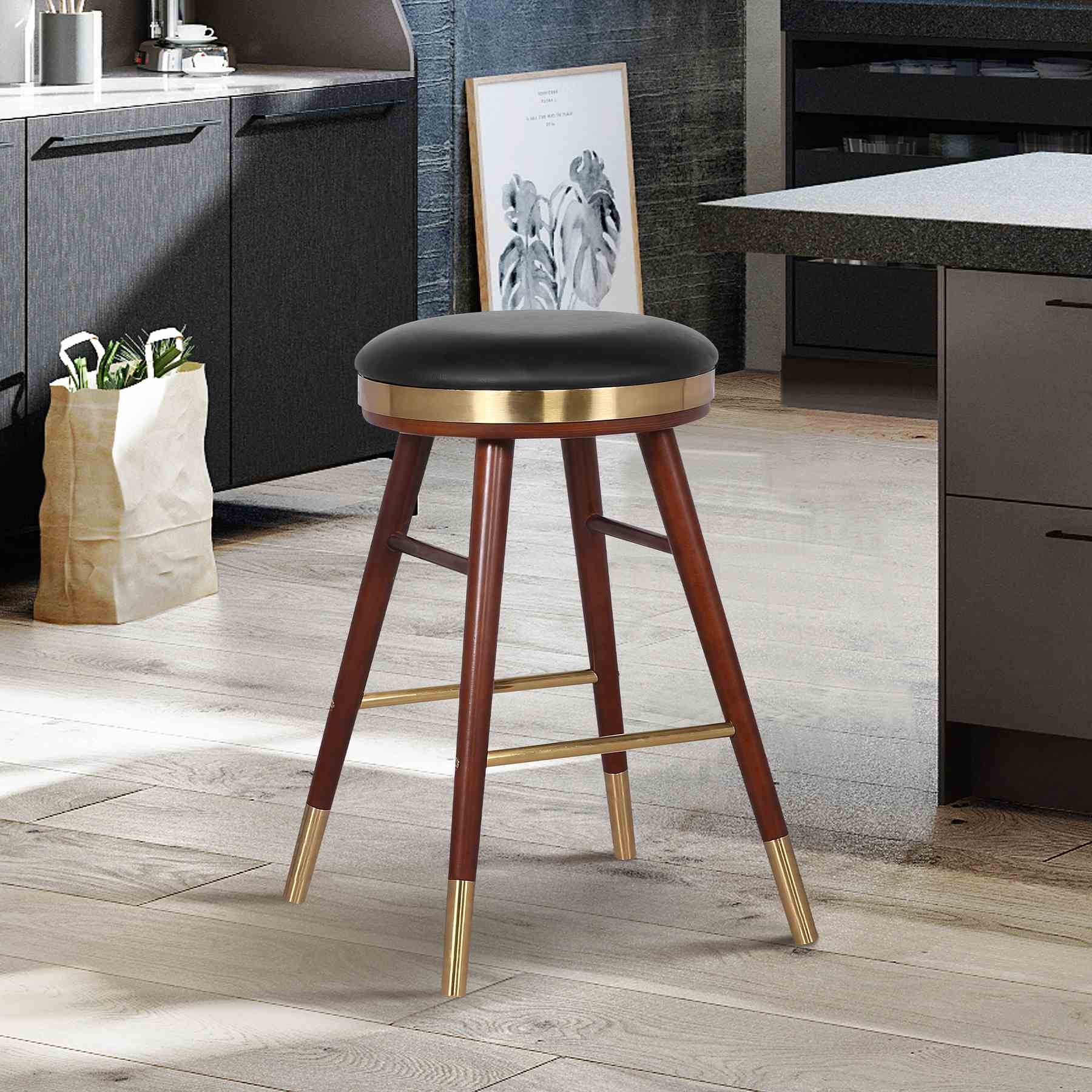 Clara Backless Modern 26" Gray Faux Leather Bar Stool - Image 4