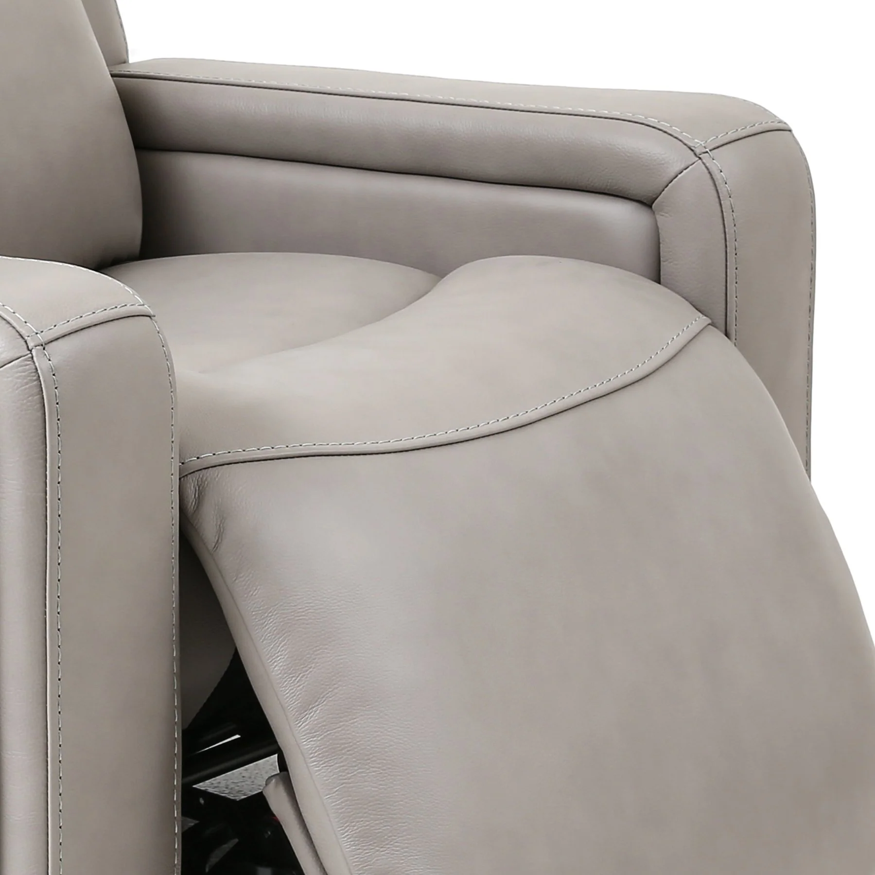 Claude Dual Power Headrest and Lumbar Support Recliner Chair in Light Gray Genuine Leather - Image 5