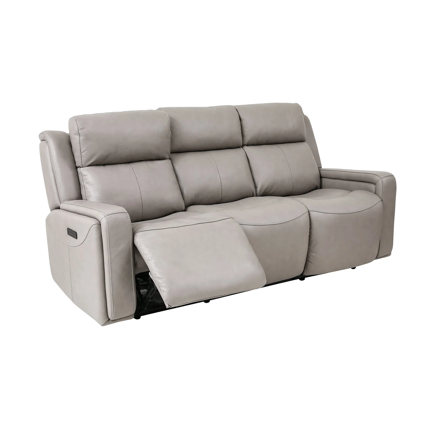 Claude Dual Power Headrest and Lumbar Support Reclining 2 Piece Sofa and Recliner Set in Light Gray Genuine Leather - Image 3