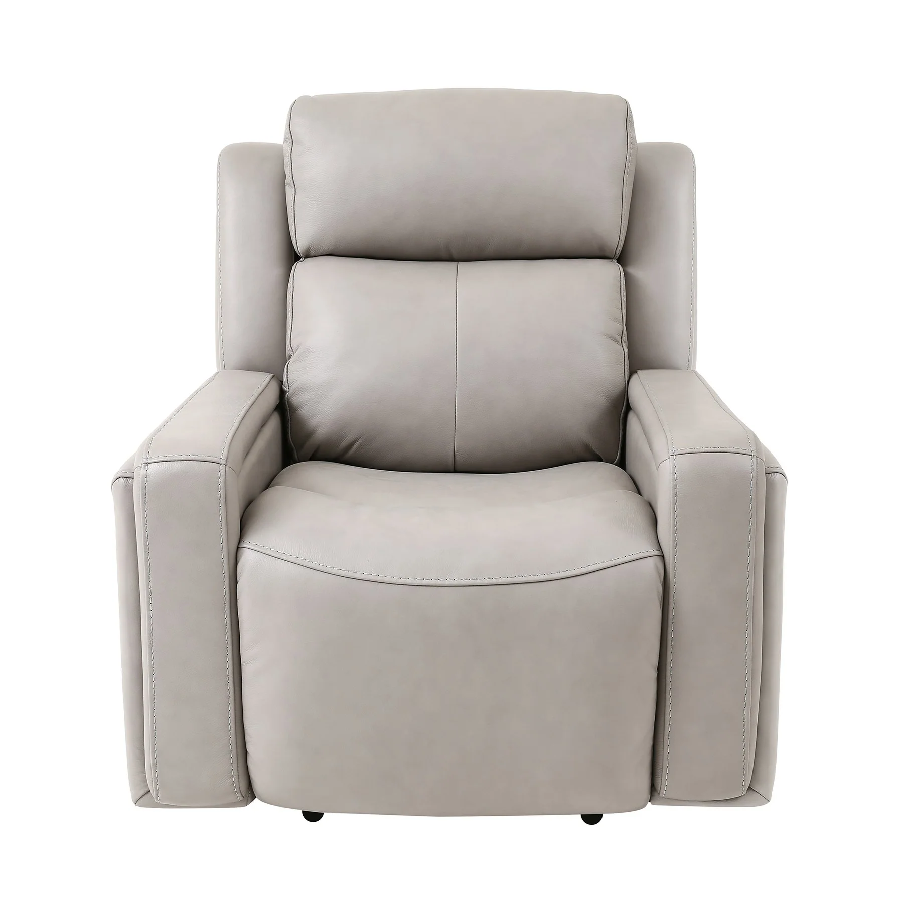 Claude Dual Power Headrest and Lumbar Support Reclining 2 Piece Sofa and Recliner Set in Light Gray Genuine Leather - Image 4
