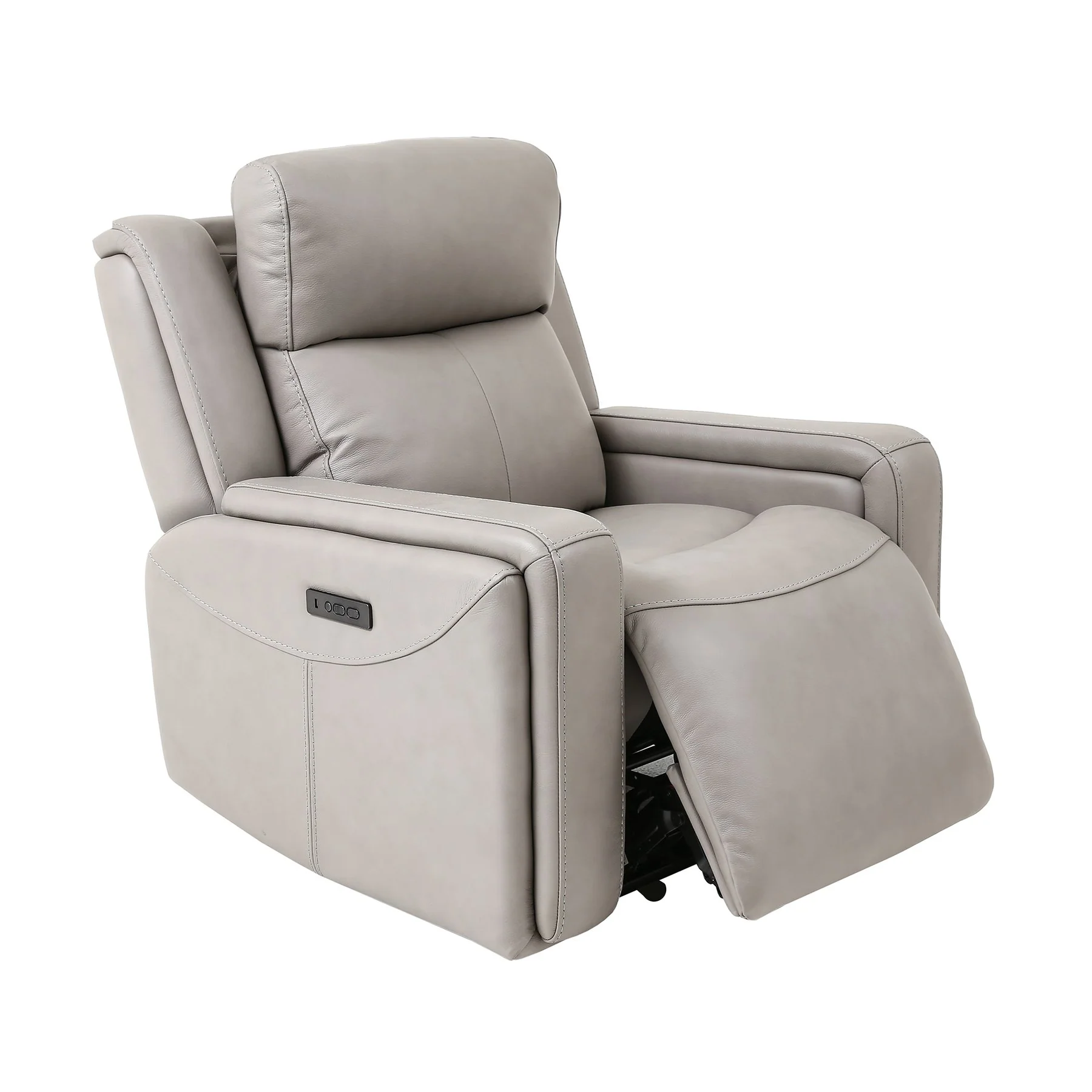 Claude Dual Power Headrest and Lumbar Support Reclining 2 Piece Sofa and Recliner Set in Light Gray Genuine Leather - Image 5