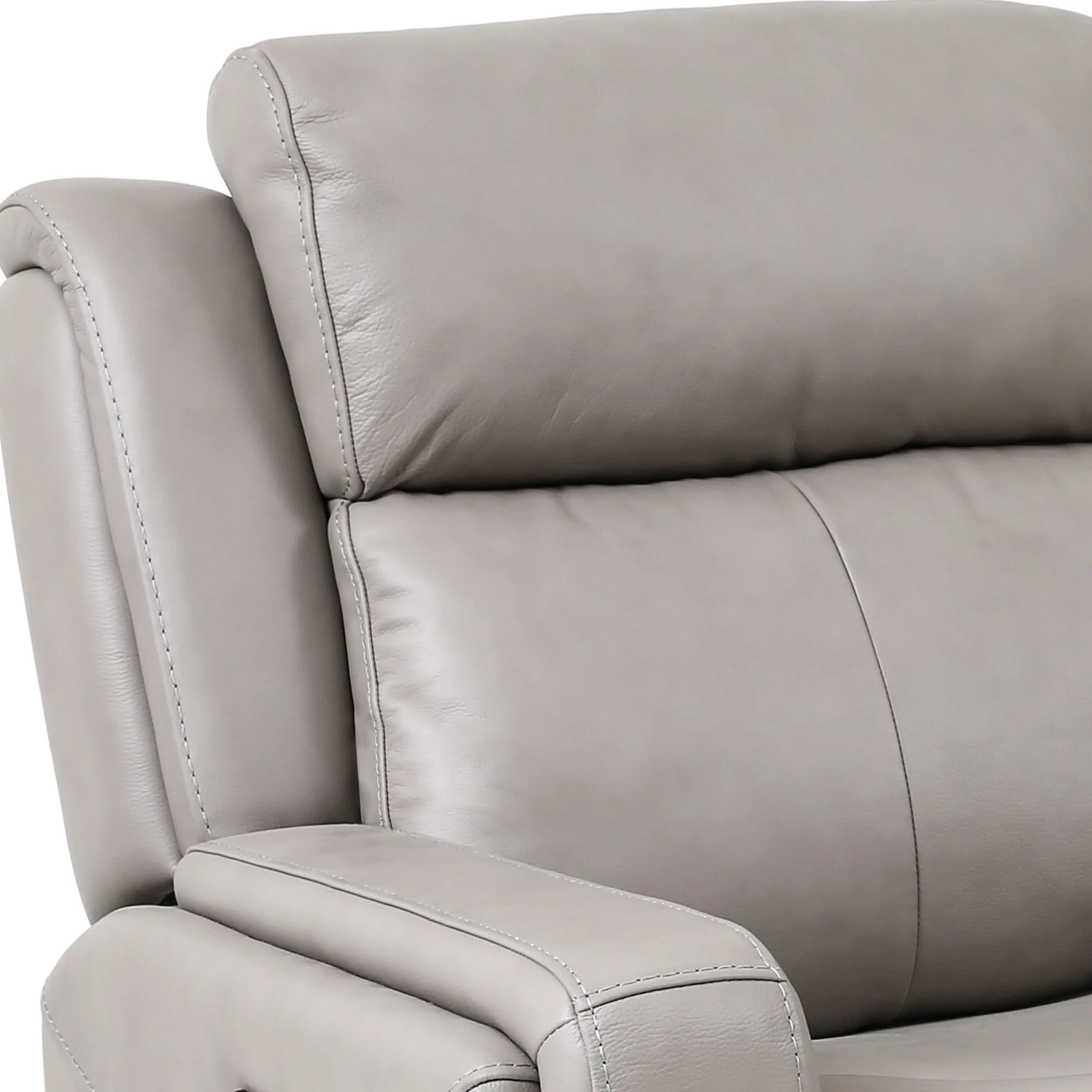 Claude Dual Power Headrest and Lumbar Support Reclining 2 Piece Sofa and Recliner Set in Light Gray Genuine Leather - Image 6