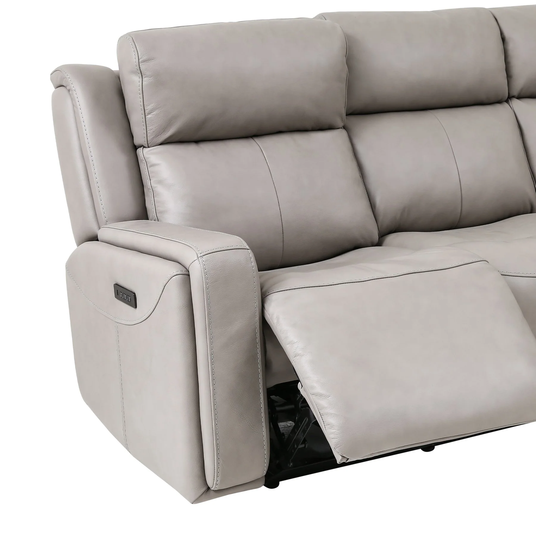 Claude Dual Power Headrest and Lumbar Support Reclining Sofa in Light Gray Genuine Leather - Image 6