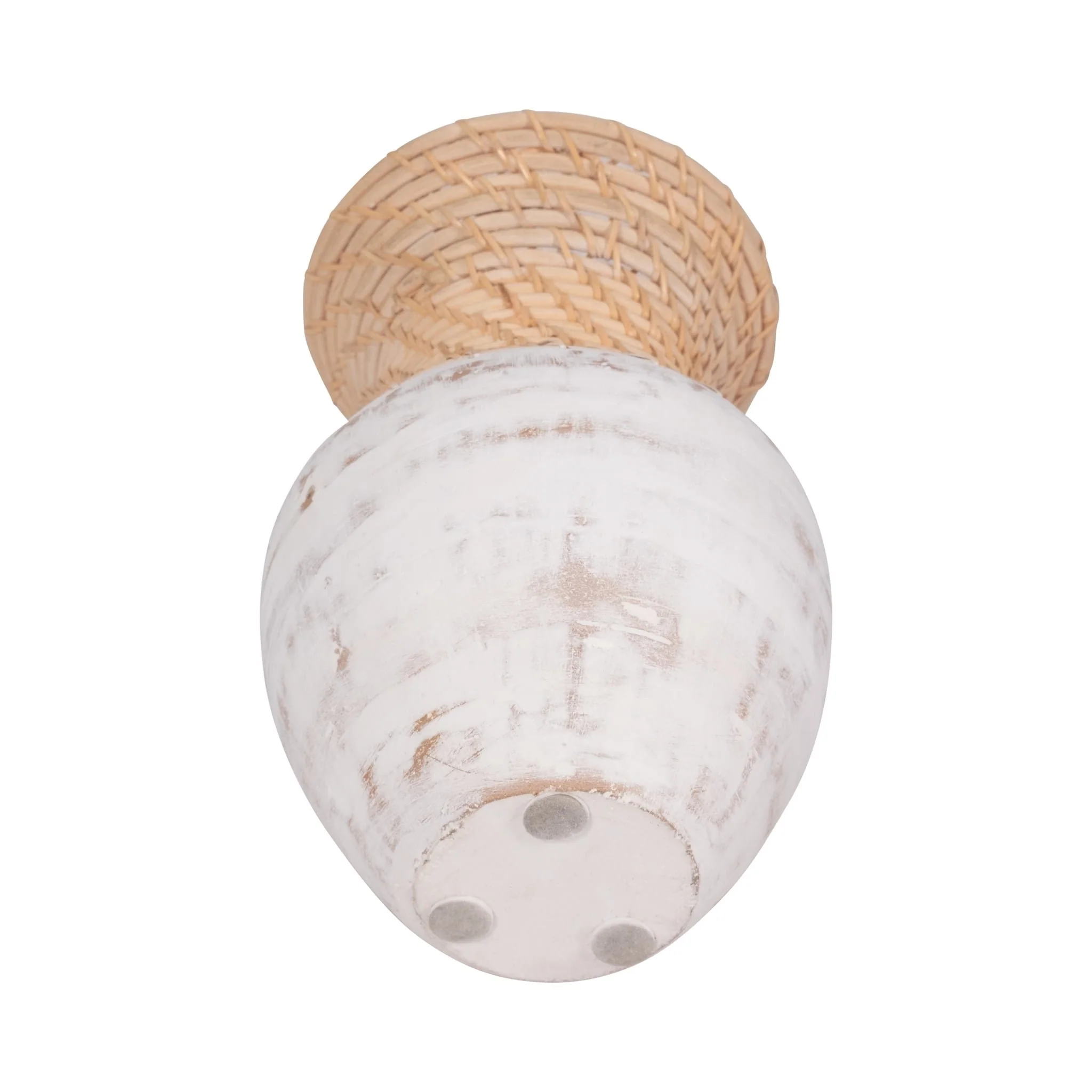 Clay, 11" Vase With Woven Top, White/natural - Image 6