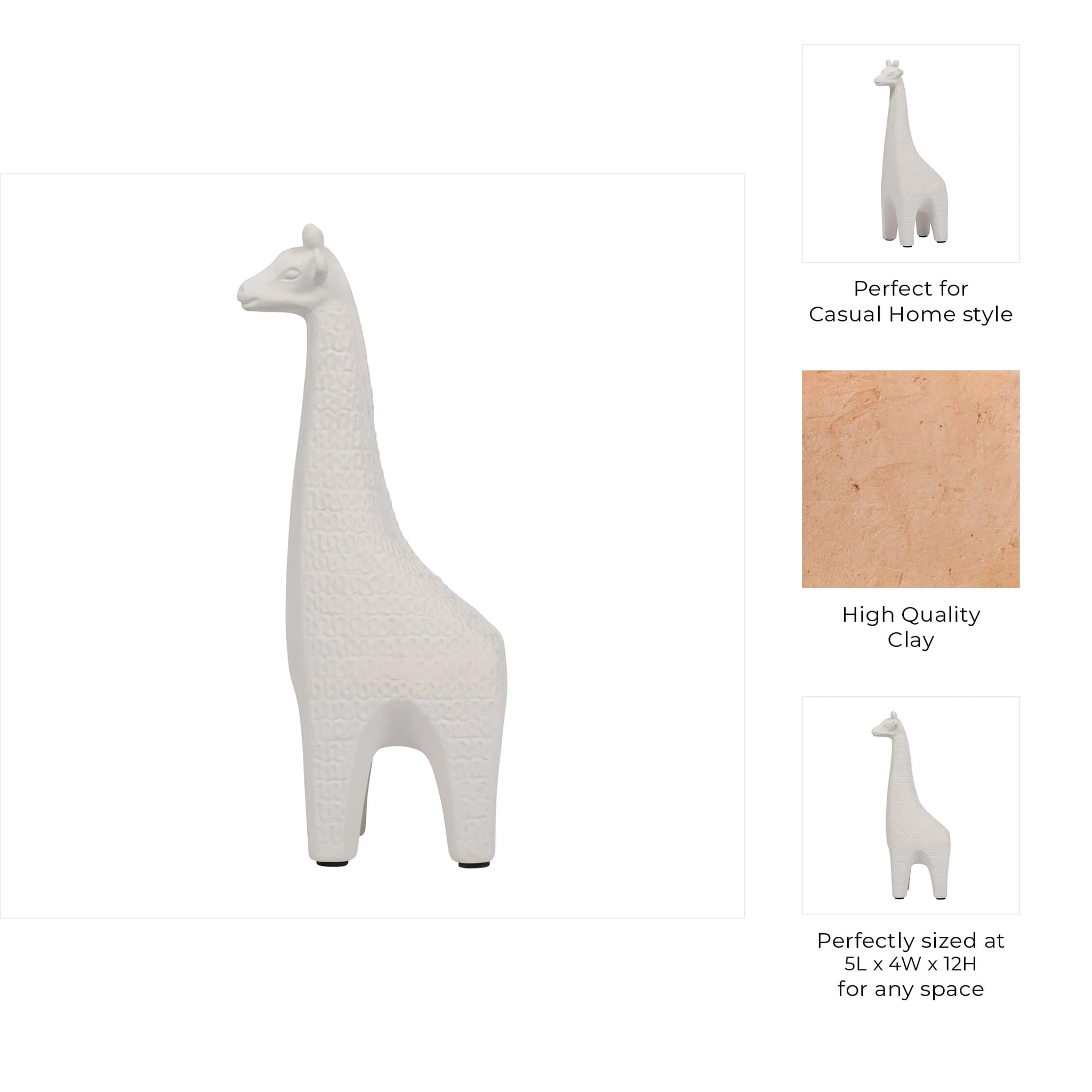 Clay, 12" Loopy Pattern Giraffe, Ivory - Image 9