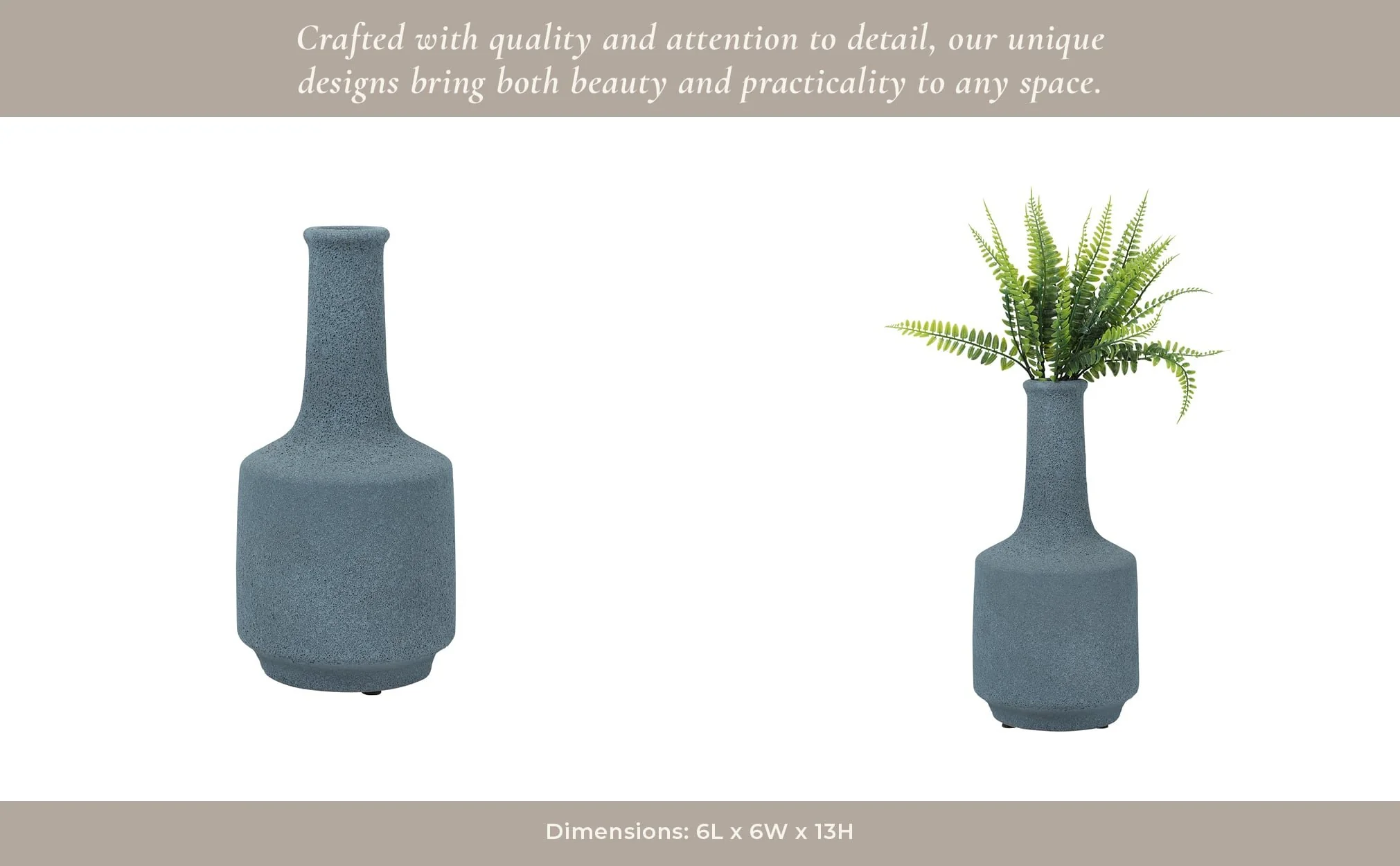 Clay, 13" Volcanic Texture Vase, Blue - Image 13
