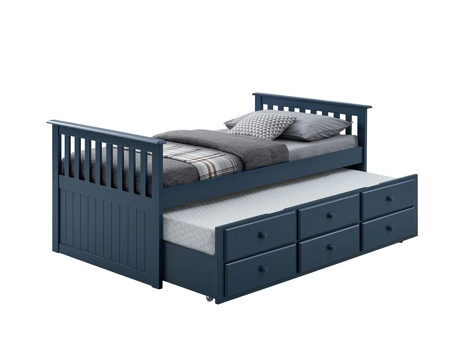 Clemens Twin Captain Bed w/ Trundle, Midnight Blue - Image 2