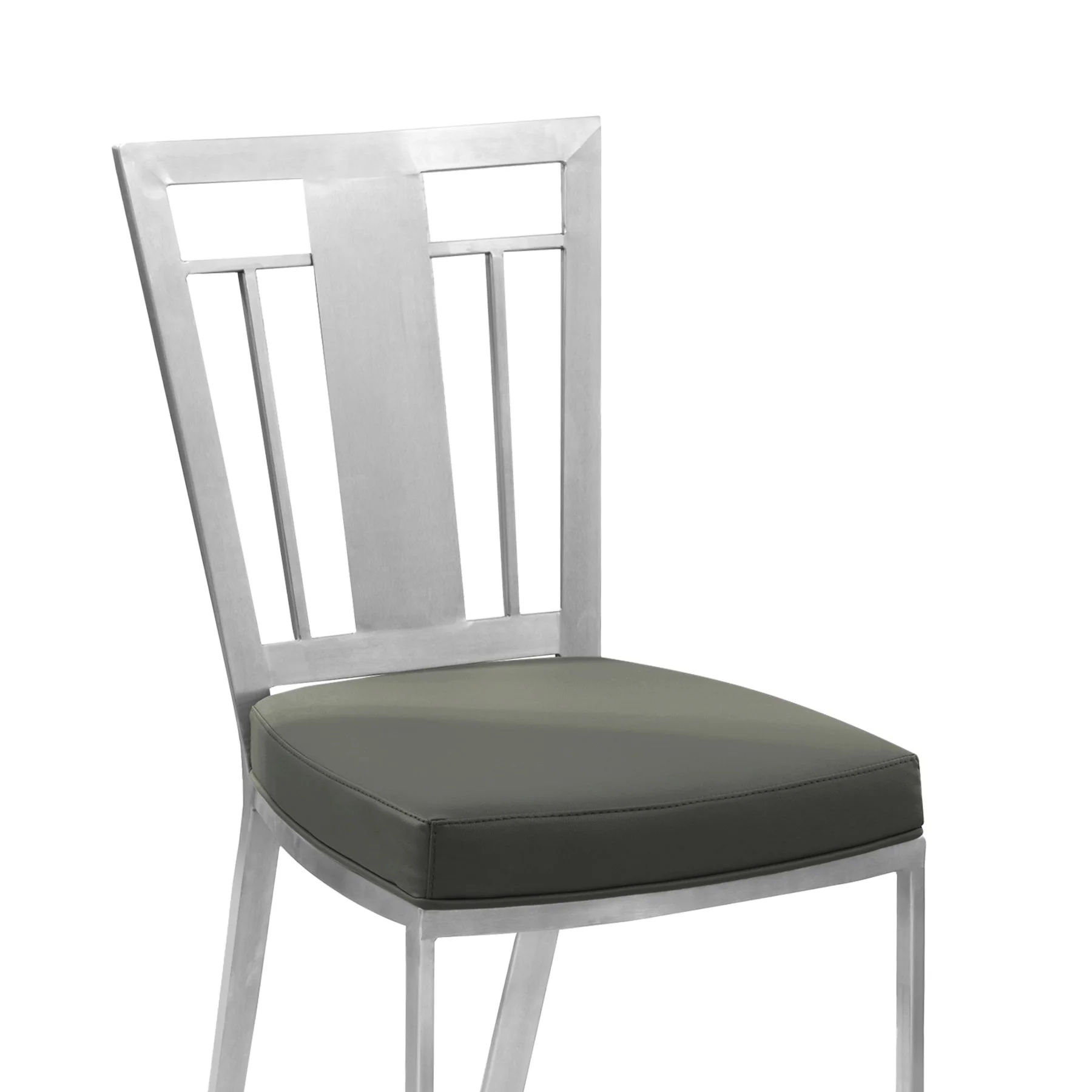 Cleo Contemporary Dining Chair In Gray and Stainless Steel - Set of 2 - Image 4