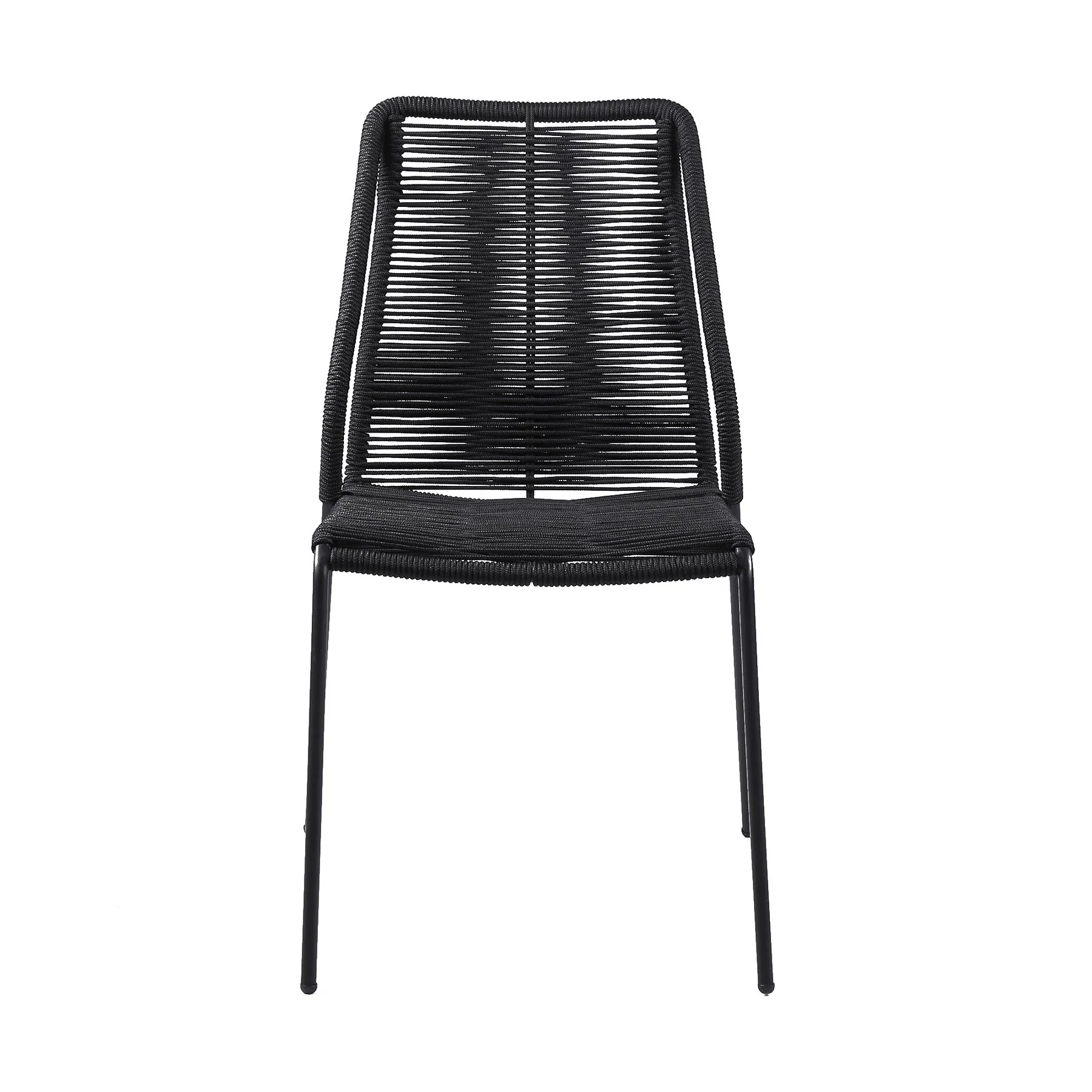 Clip Indoor Outdoor Stackable Steel Dining Chair with Black Rope - Set of 2 - Image 4