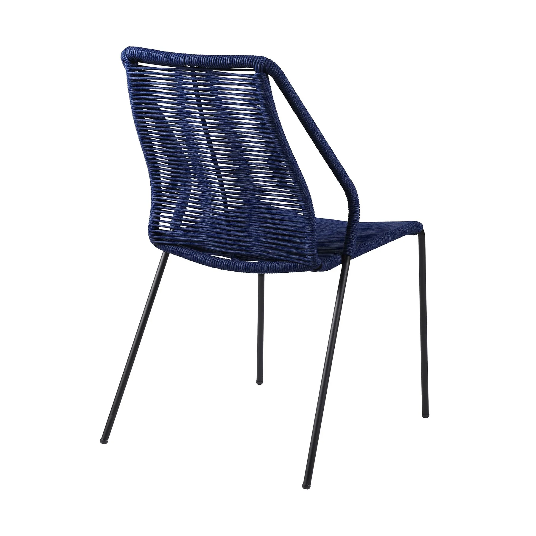 Clip Indoor Outdoor Stackable Steel Dining Chair with Blue Rope - Set of 2 - Image 3