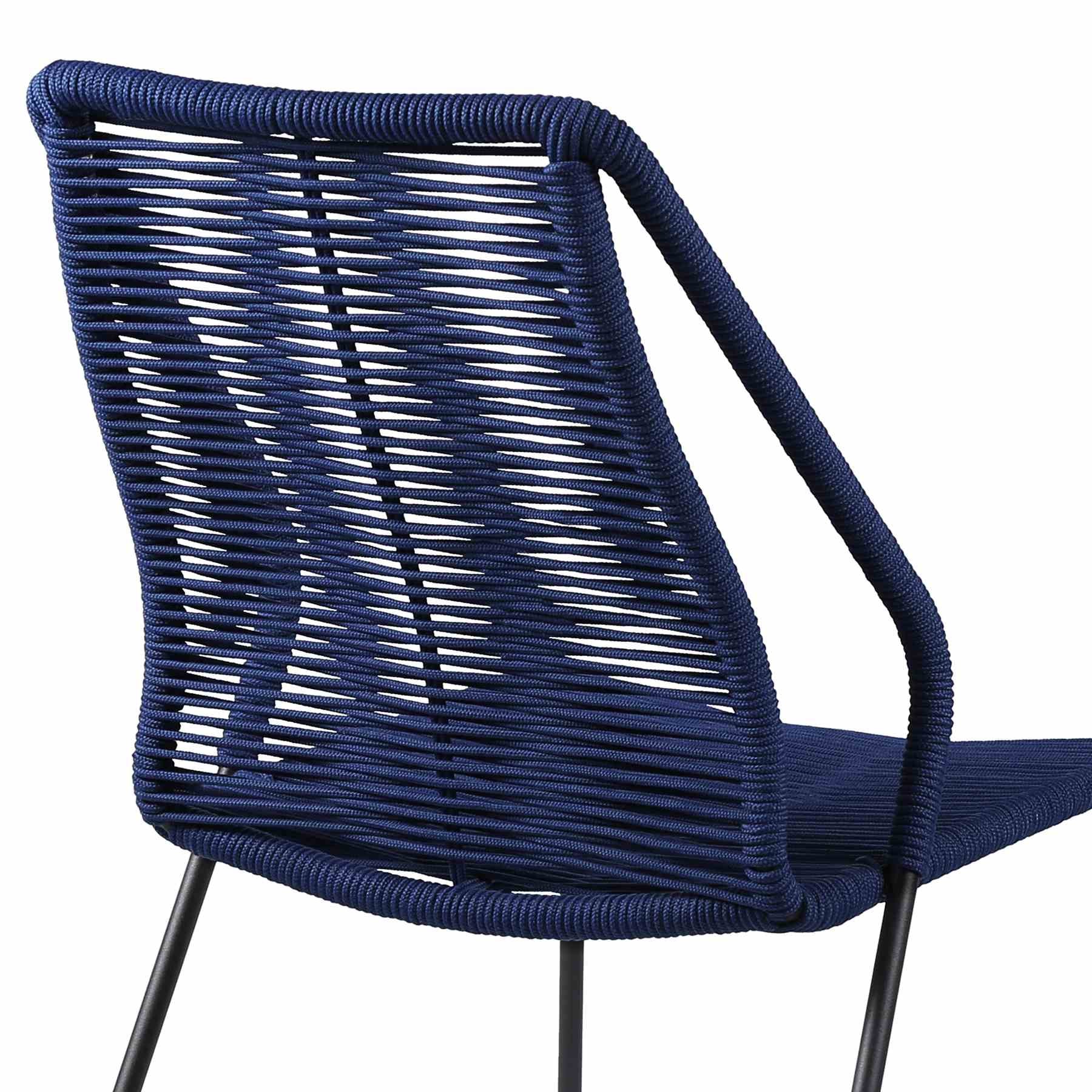Clip Indoor Outdoor Stackable Steel Dining Chair with Blue Rope - Set of 2 - Image 6
