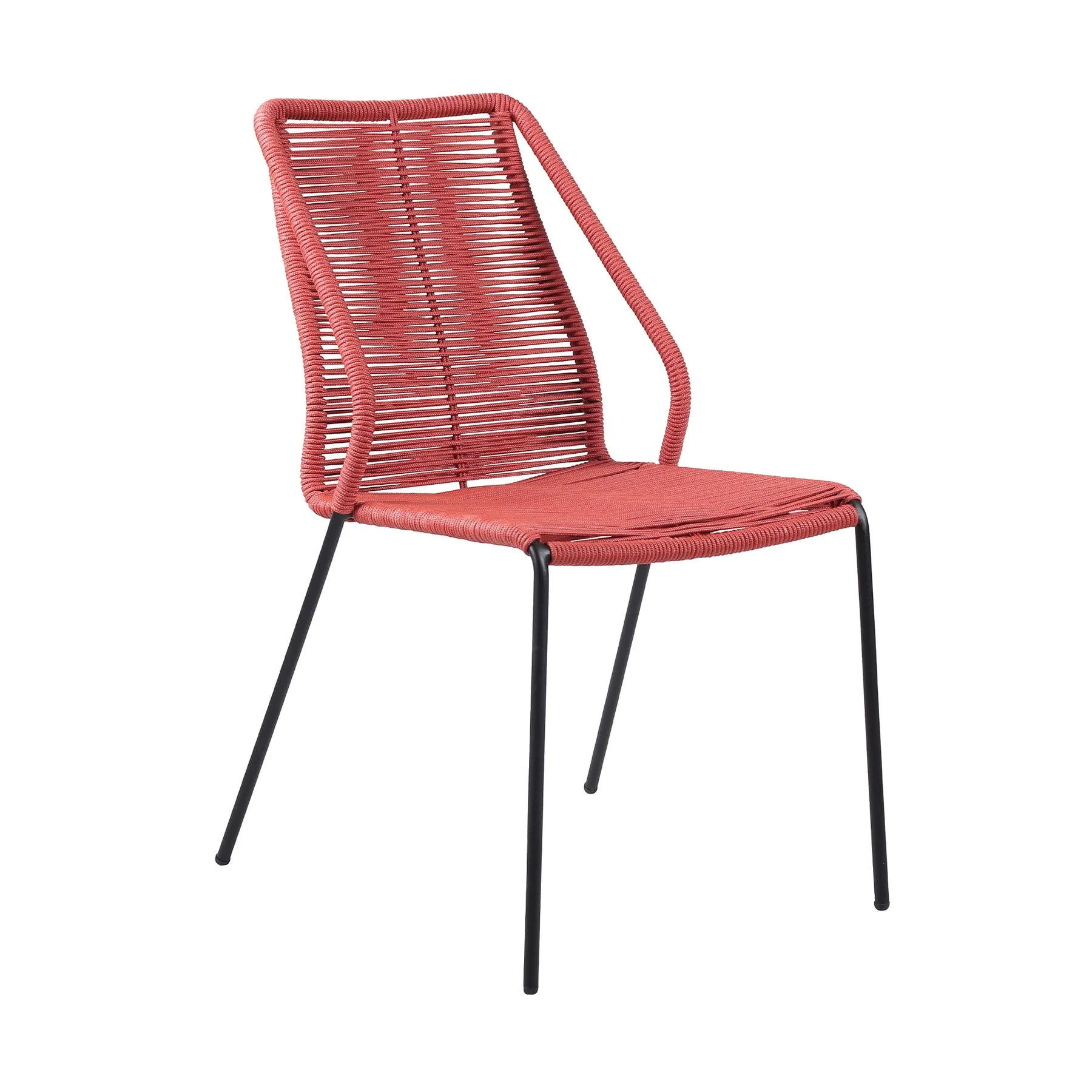 Clip Indoor Outdoor Stackable Steel Dining Chair with Brick Red Rope - Set of 2 - Image 2