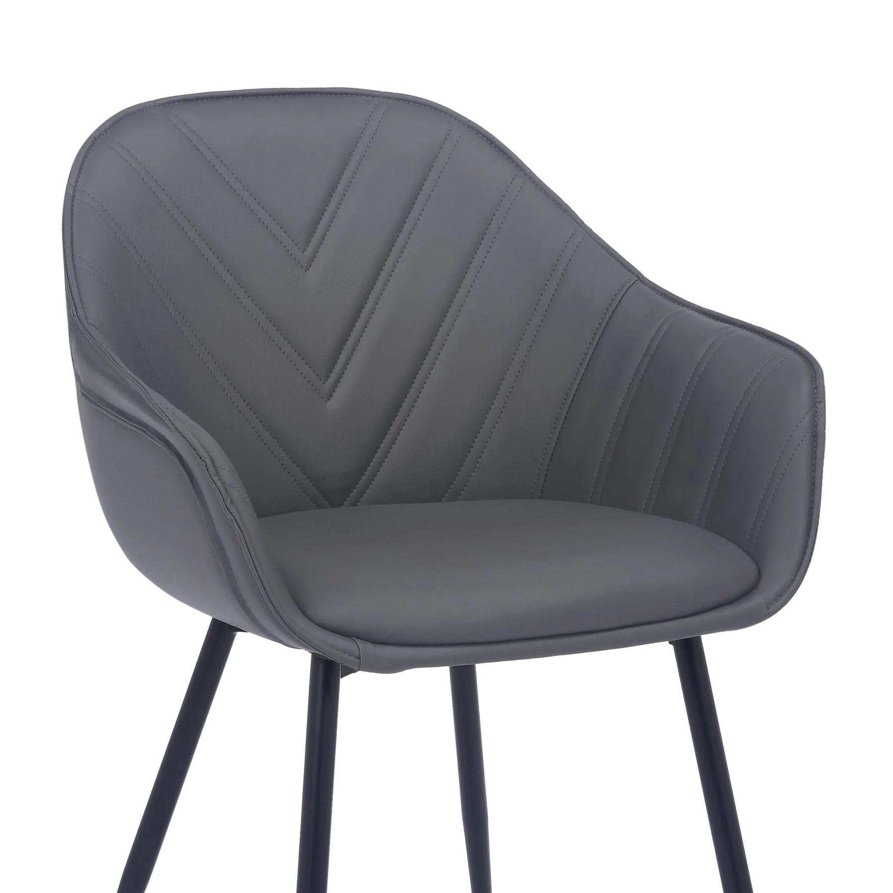Clover Gray Faux Leather Dining Room Chair with Black Metal Legs - Image 6