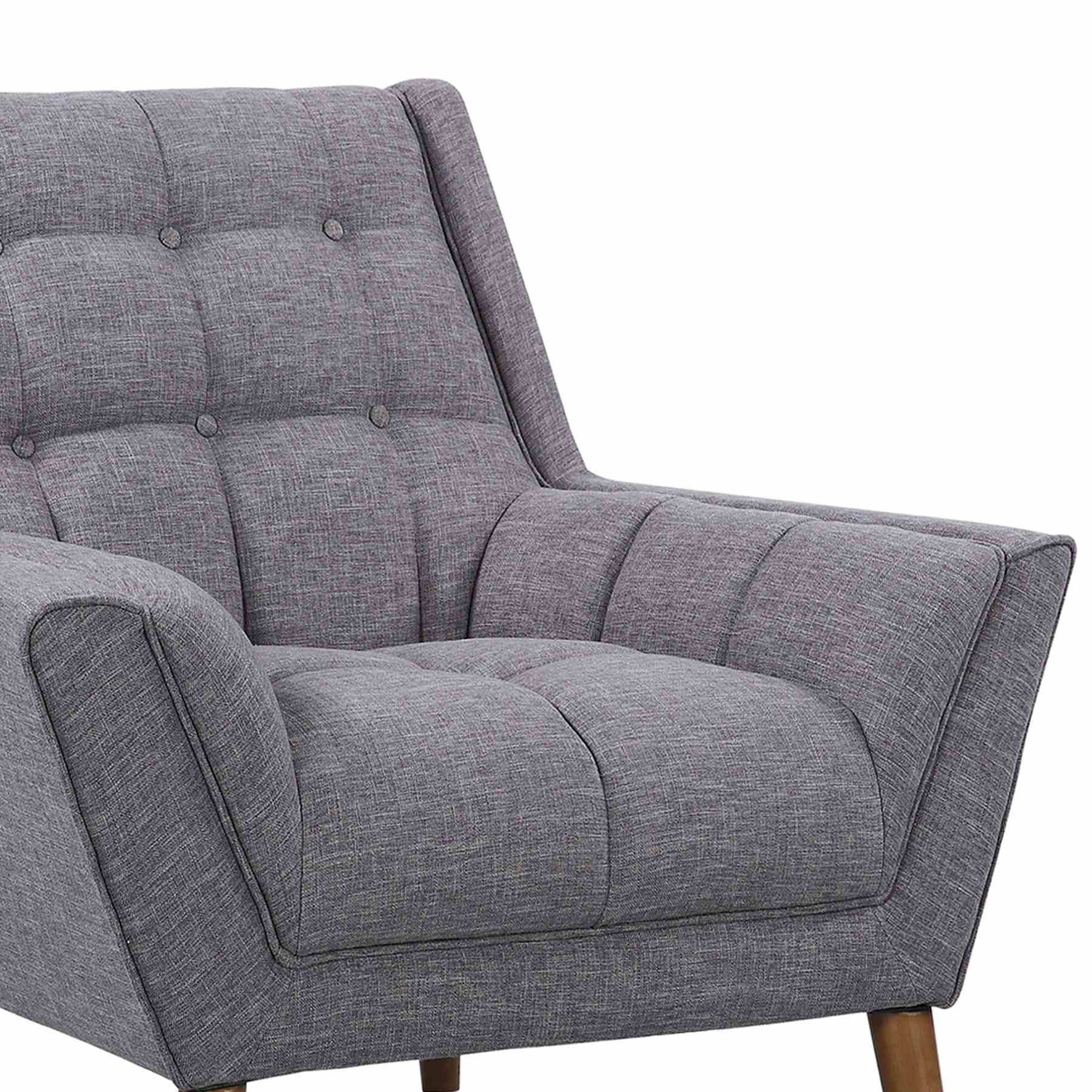 Cobra Mid-Century Modern Chair in Dark Gray Linen and Walnut Legs - Image 4