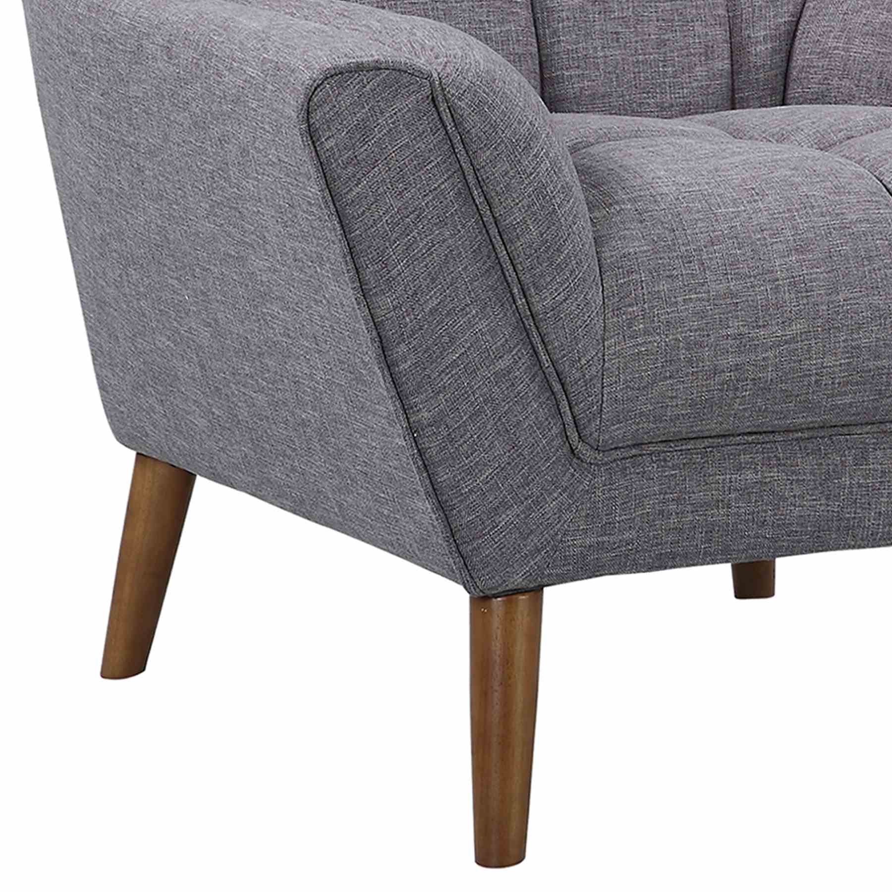 Cobra Mid-Century Modern Chair in Dark Gray Linen and Walnut Legs - Image 5
