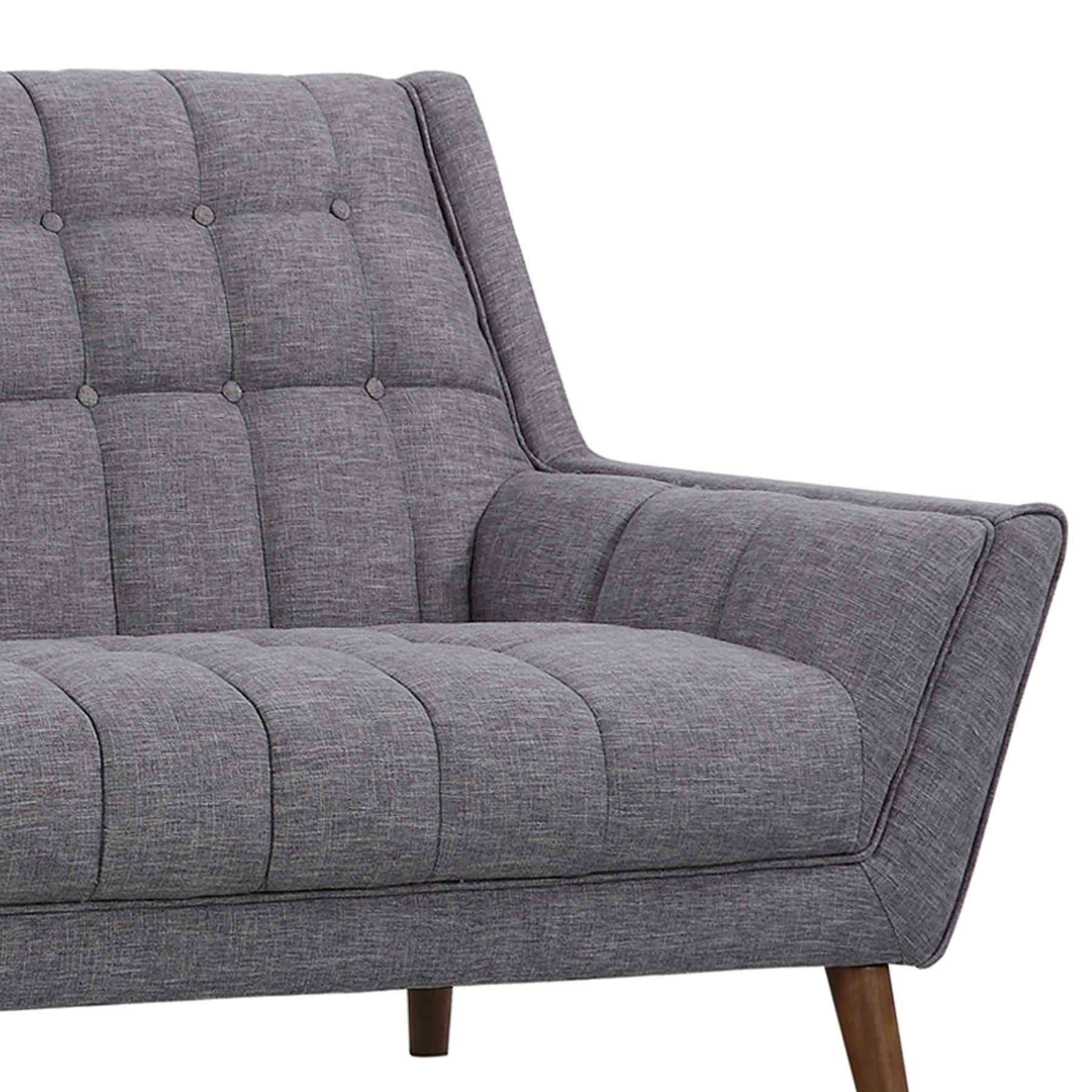 Cobra Mid-Century Modern Sofa in Dark Gray Linen and Walnut Legs - Image 4