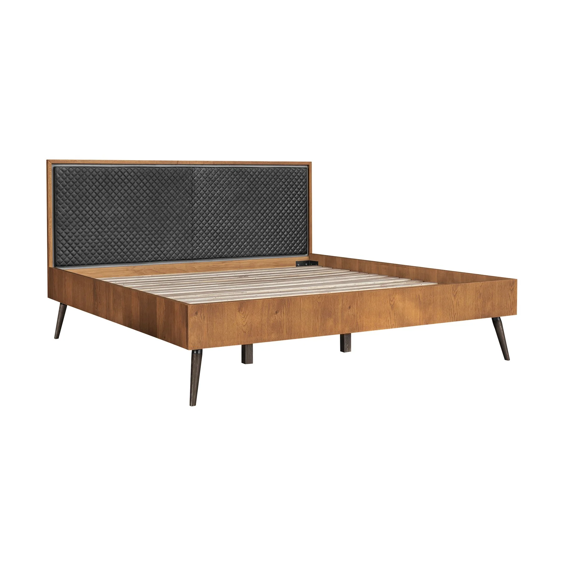 Coco Rustic 3 Piece Upholstered Platform Bedroom set in King with 2 Nightstands - Image 2